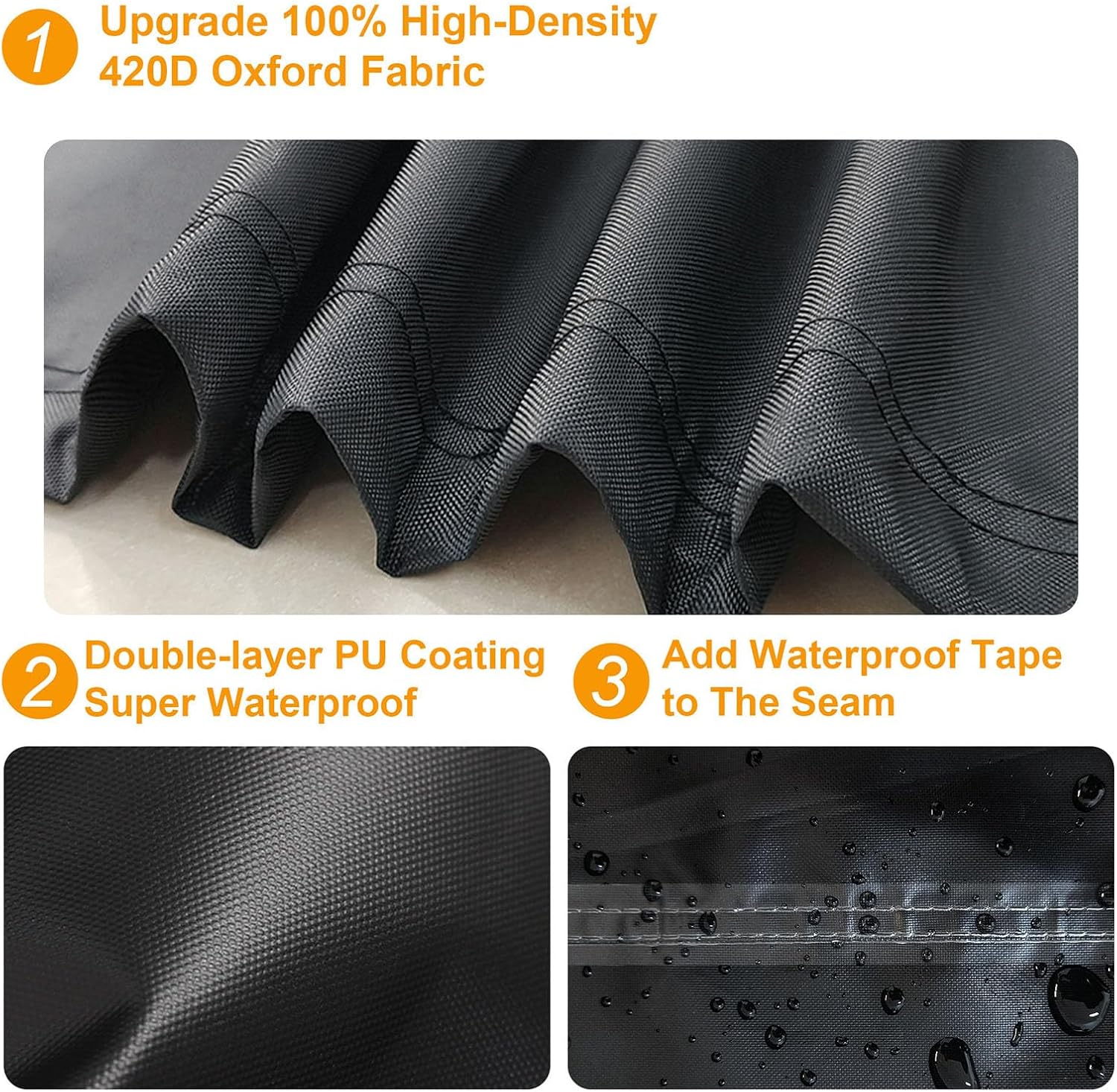 Kipiea Outdoor Furniture Covers Waterproof, 420D Heavy-Duty Patio Furniture Set Covers, No Tears Anti UV No Fading (45" L×45" W×28" H)