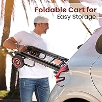 Vista 4 de Pyle - Carretilla compacta plegable ajustable - Carretilla convertible resistente de 8 en 1 Carro de mano/carretilla/caja de plataforma con ruedas