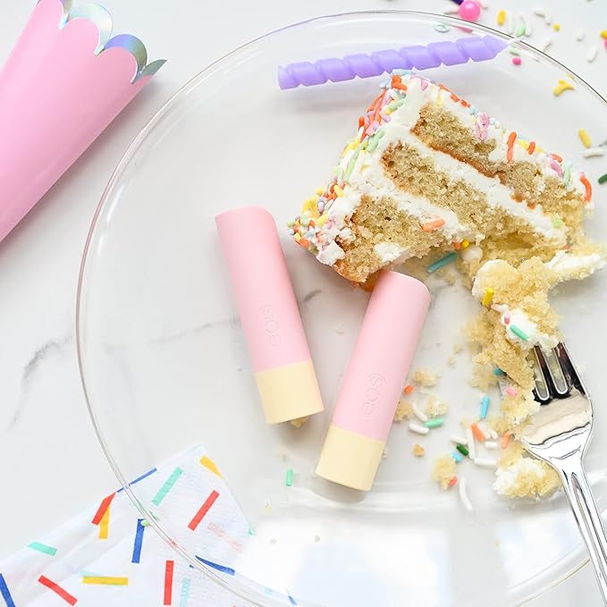 eos Natural Shea Lip Balm- Birthday Cake Vegan, cruelty-free, and clean, these lip balms provide soothing relief for cold sores, fever blisters, and chapped lips.