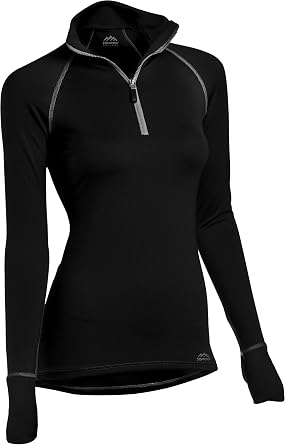 ColdPruf Womens Quest Performance Base Layer 1/4 Zip Mock Neck Top