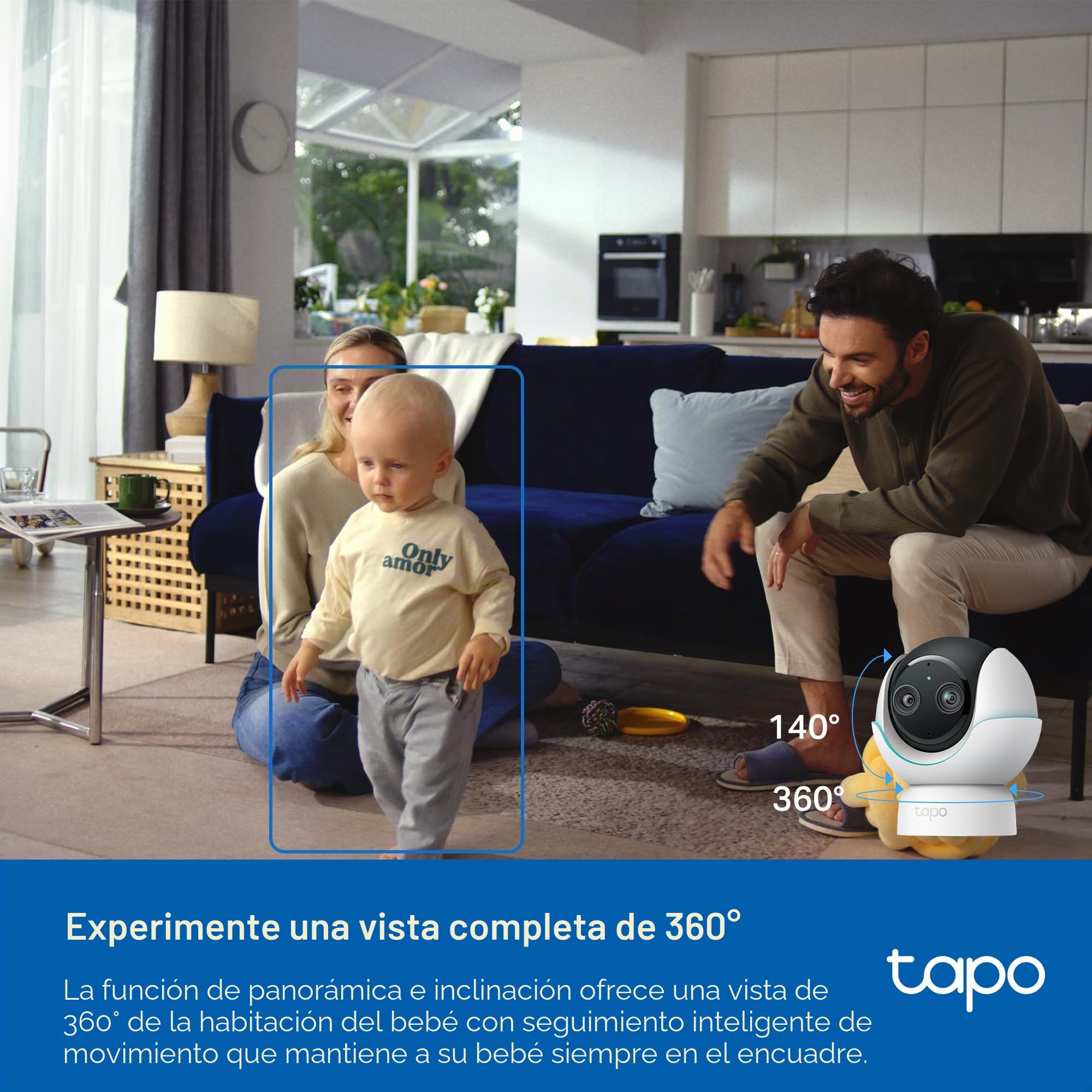 Tapo C840 - Cámara vigilancia WiFi Interior,Lentes Dobles 2K +1080p, bebés | Detección de Movimiento, Personas y Llanto de Bebé. Visión Nocturna. Almacenamiento Local o Nube. App Tapo.