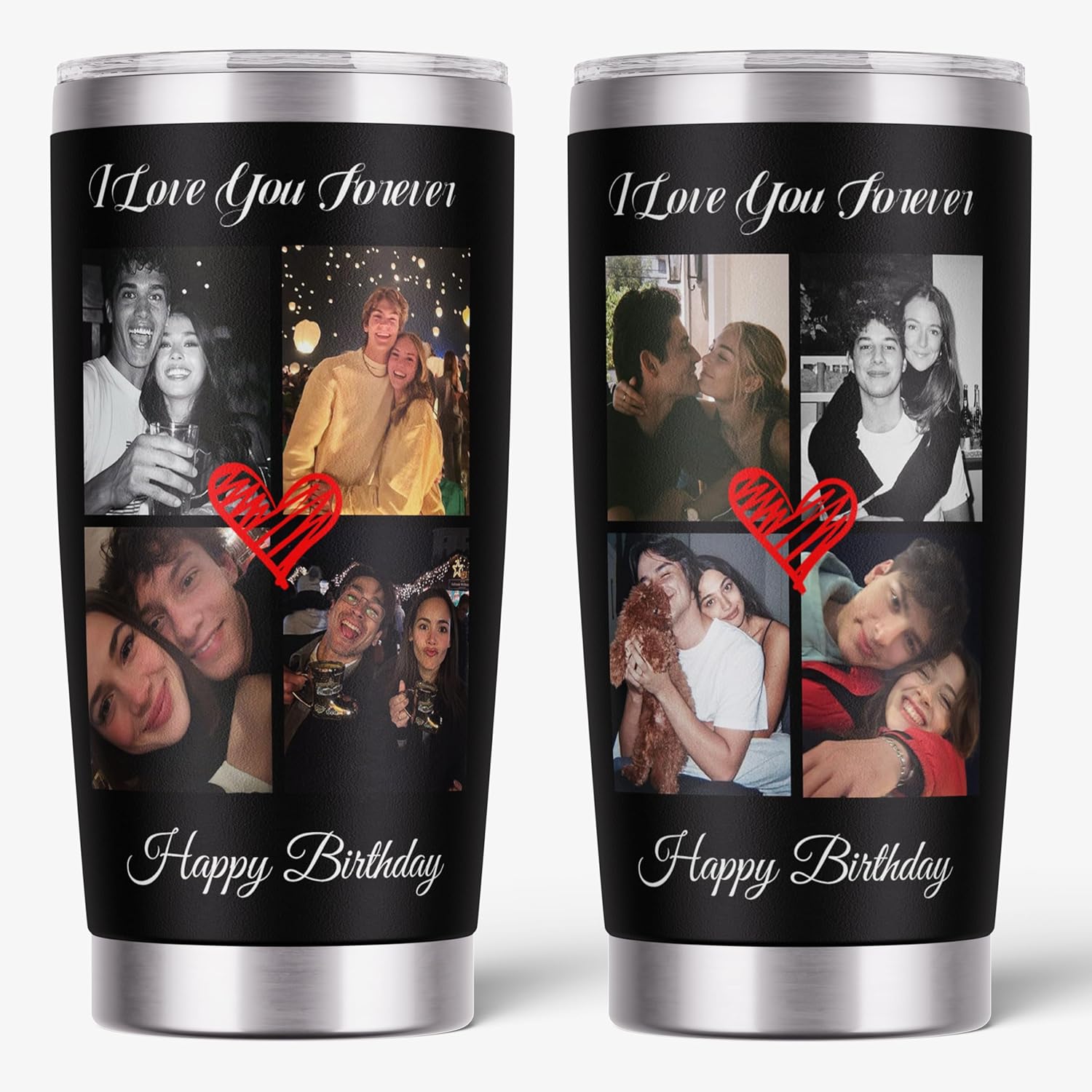 DIYKST Custom Cups Personalized Stainless Steel Photo Coffee Tumbler with Picture Customized, Custom Gift for Couple Birthday, Anniversary, Birthday -20oz/30oz