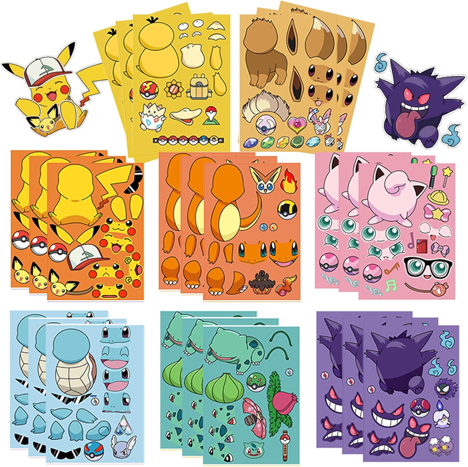 Mixed Sanrio Stickers for Kids,24 Sheets Cartoon Character Stickers,Make Your Own Decals for Kids Teens Party Decoration, Reward, Decor for Laptop Phone Case, Hello Kitty Kuromi Fans' Favorite