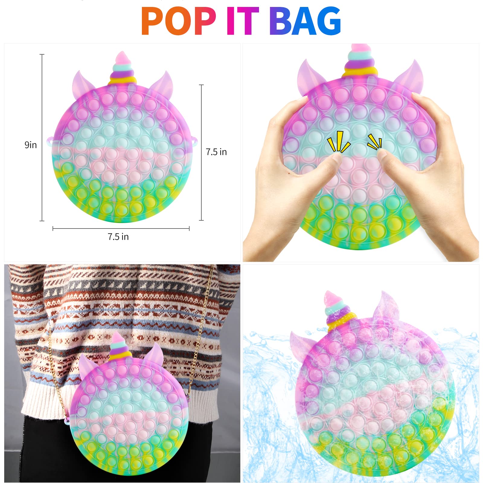 Amazon.com: JLA Pop It Purse,2 in 1 Push It Bubble Shoulder Bag for Girls  Woman, Pop It Bag with Rainbow Purse,School Supplies Backpack Silicone  Bag,The Best Gift for Girls : Clothing, Shoes