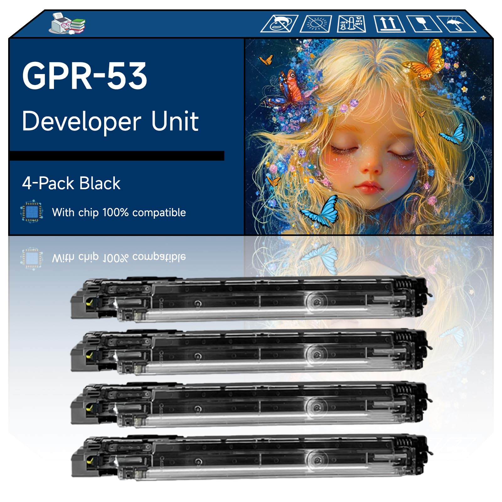GPR-53 Developer Unit Compatible with Canon imageRUNNER Advance C3530i C3530i II C3530i III DX Printers (4 Pack Black)