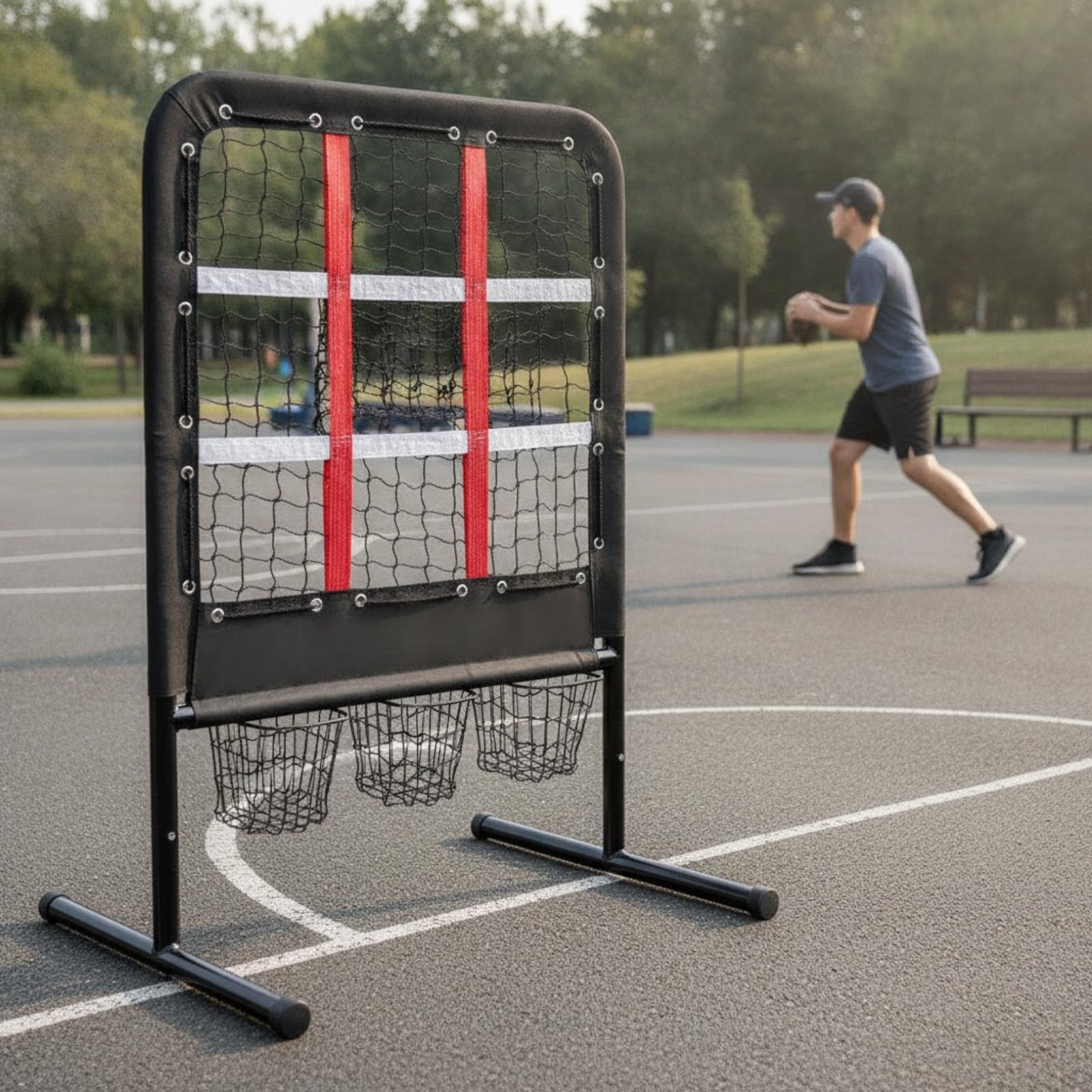 Red de Entrenamiento de Béisbol con Objetivo con Estructura Robusta Áreas Señaladas Altura Adaptable y Bolsa Portátil Adecuada para Sesiones Técnicas Entrenadores y Equipos Aficionados