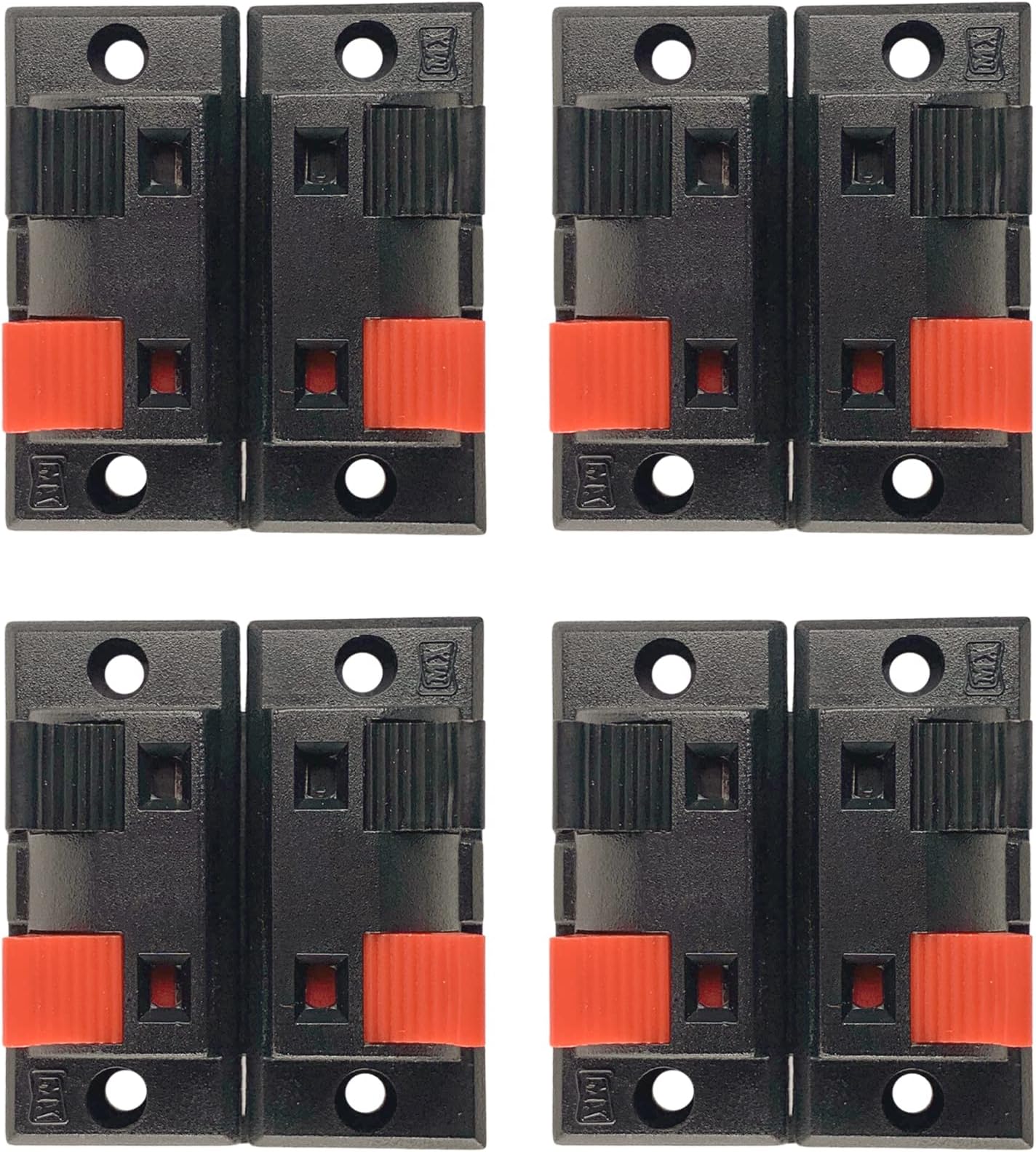 MX 4 Way/Pole Loud Speaker Terminals Socket/Block/Connector with Red & Black Push Release/Insert Spring Loaded Mechanism (Size : Size: 5.5 x 4.9 x 3 cm : Pack of 4)