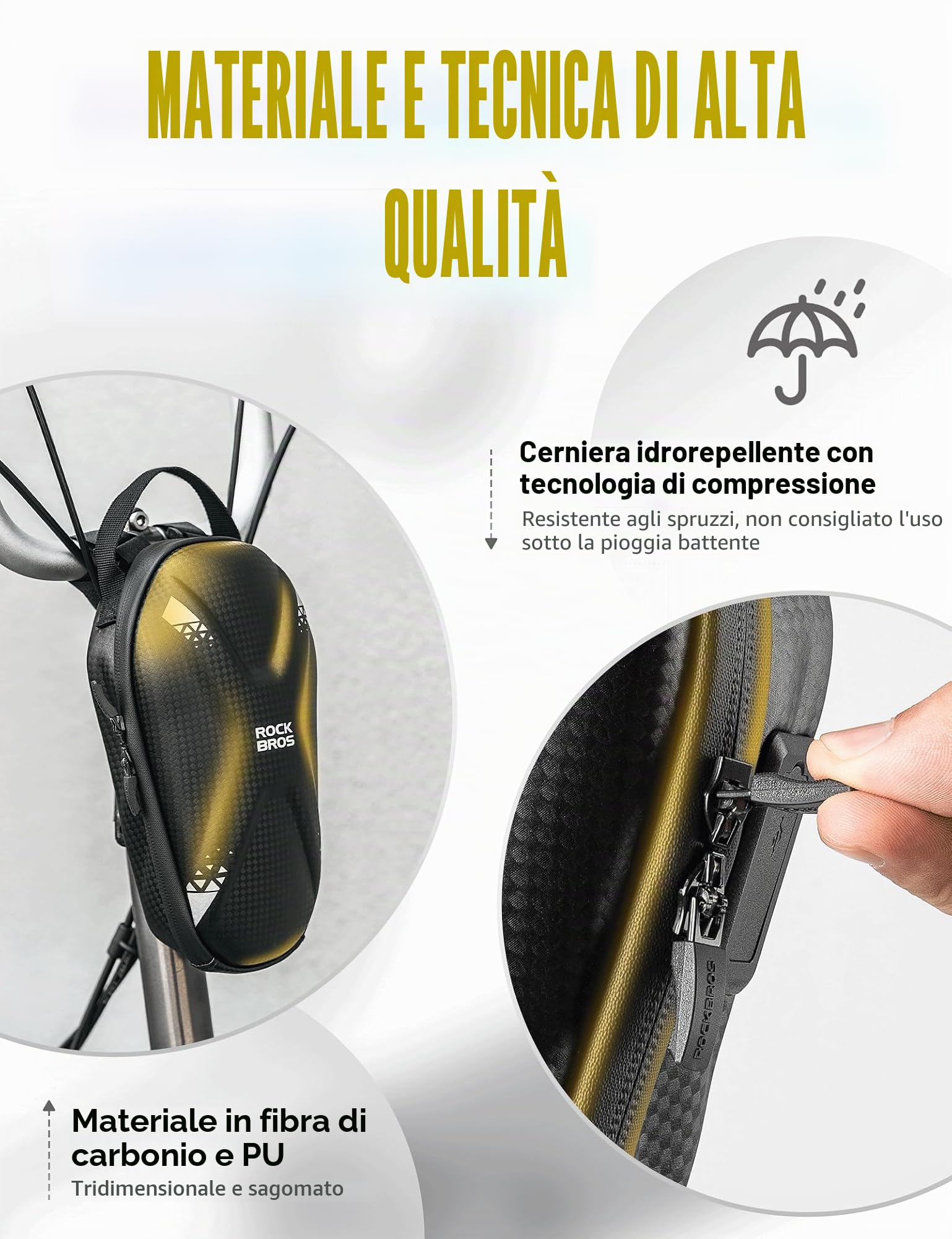 ROCKBROS Borsa Scooter Manubrio, Borsa Monopattino Elettrico, Borsello Anteriore Impermeabile, Grande Capacità 1.3L, Universale per Xiaomi MI Mijia M365 Sedway Ninebot E ES1 ES2 ES3 ES4