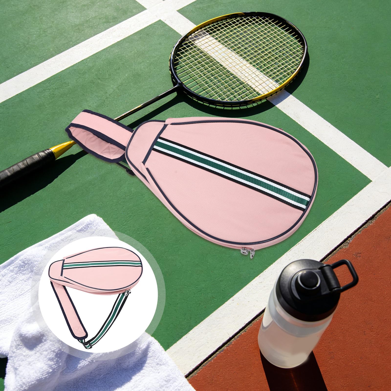 Bolsa para Raqueta de Bádminton de Tela Oxford Resistente al Agua Clima, Diseño Moderno y Chic, Mochila Bandolera Rosa Adecuado para Entrenamiento y Escuela