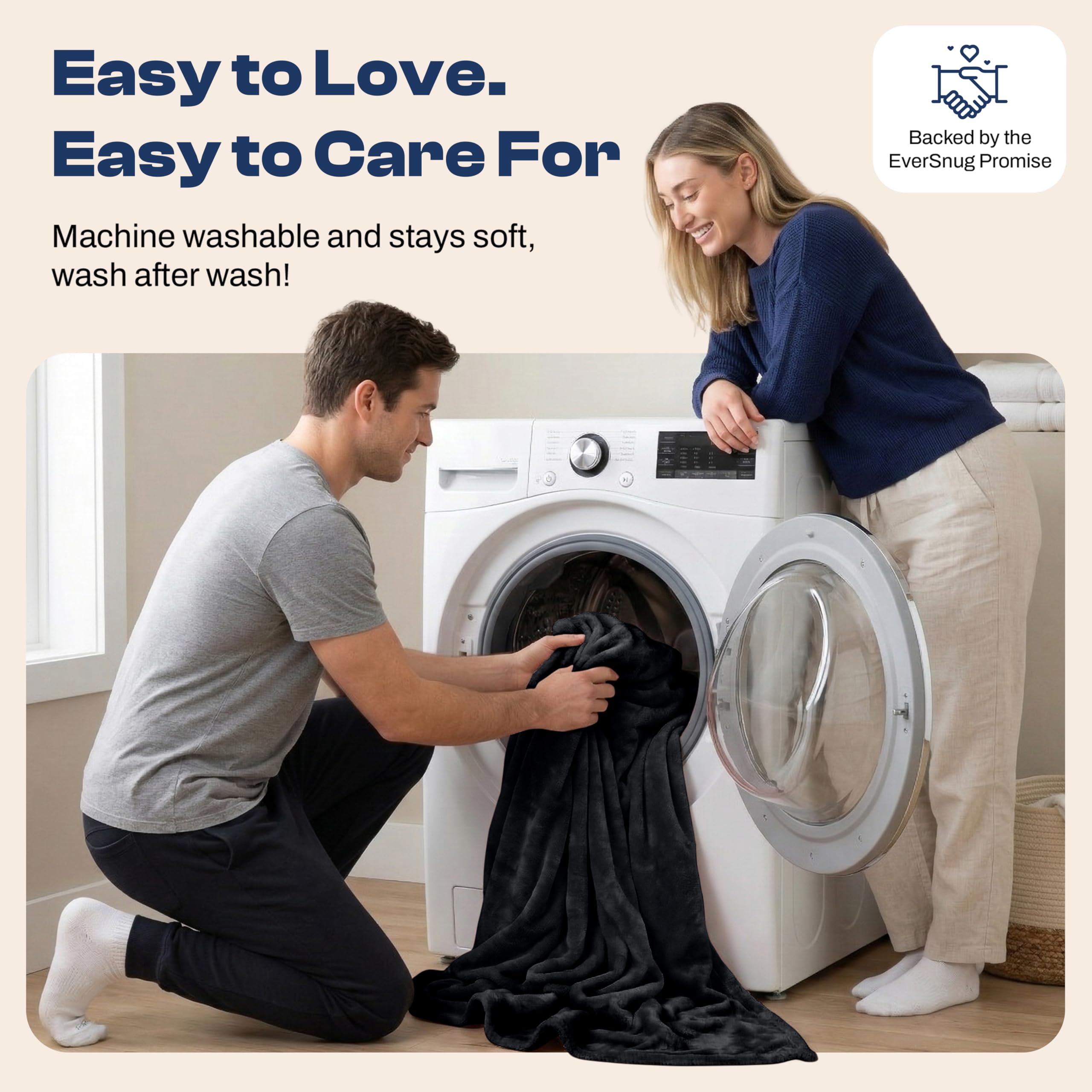 EverSnug Coperta e cuscino da viaggio - Coperta da viaggio morbida 2 in 1 di alta qualità con federa morbida, cinturino per bagaglio a mano e clip per zaino (nero)