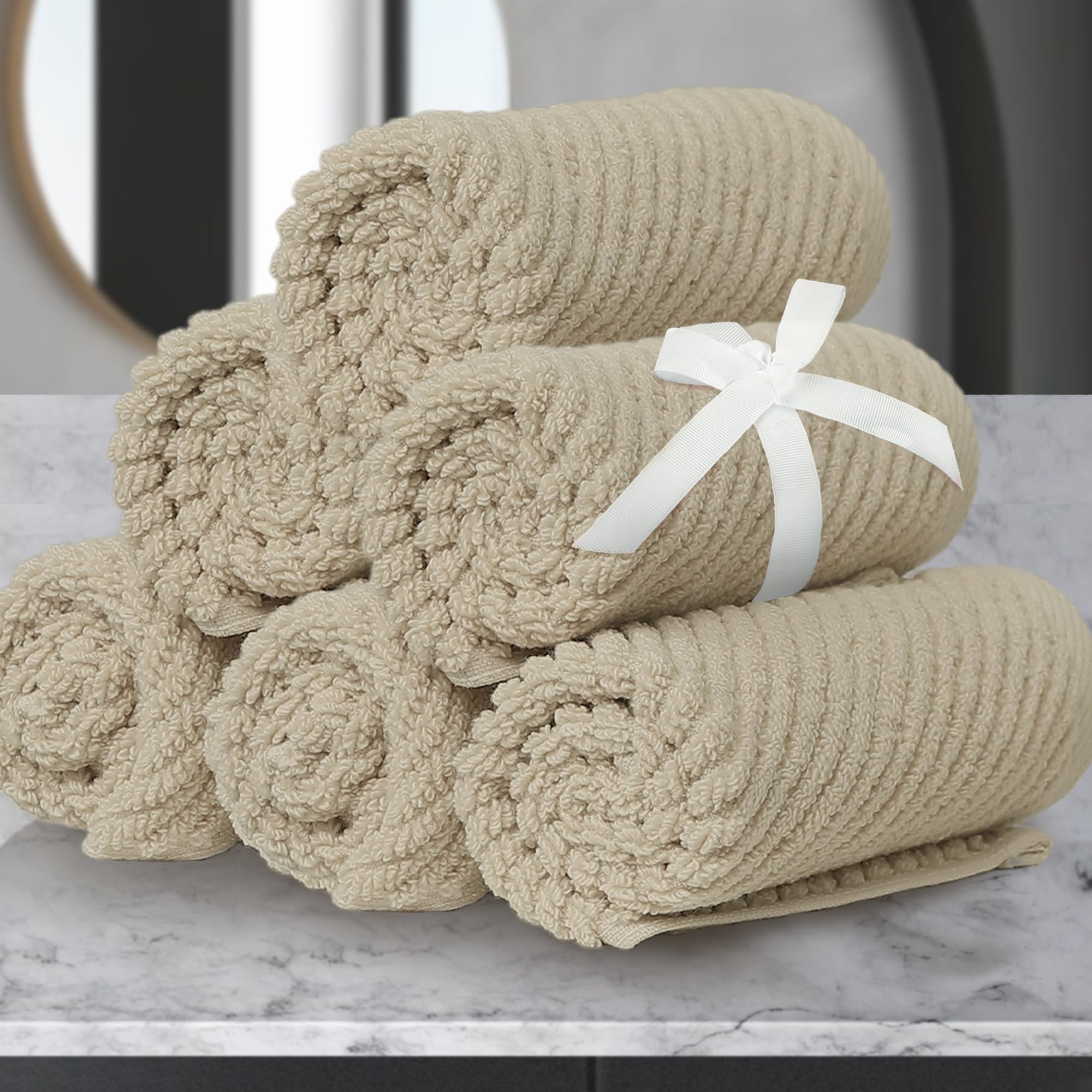 Gray White Striped Bath Towels - 3 Piece Set -25 Gray White Striped Bath Towels - 3 Piece Set -25