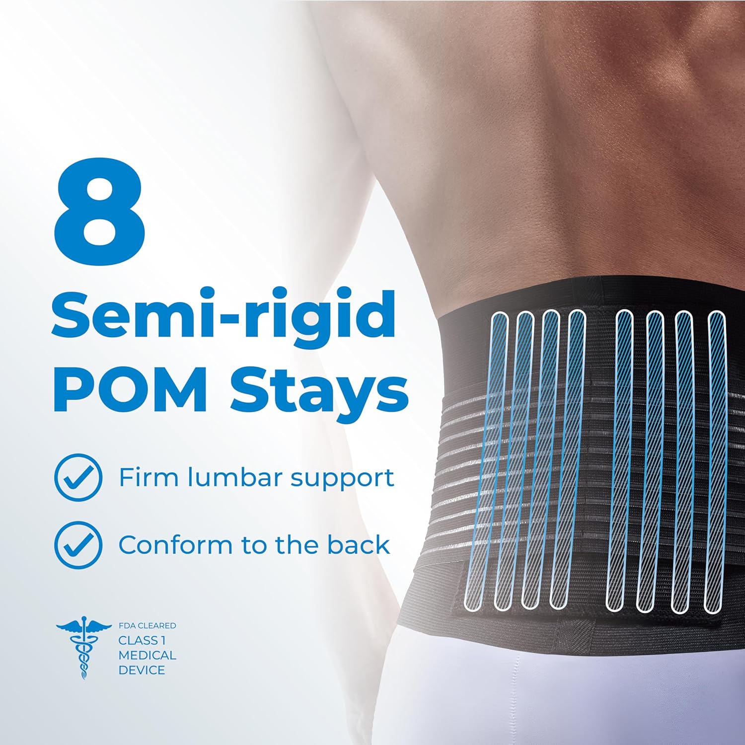 LP SUPPORT 919 Adjustable Back Brace with 8 semi-rigid POM Stays & Straps – Breathable Compression Lower Back Support for Men and Women – Pain Relief & Stability for Active Athletes, Gym Workouts, and Sports (Small/Medium)