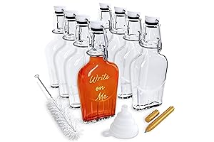 Nevlers 8 Pack 8.5 Ounce Glass Flask for Liquor