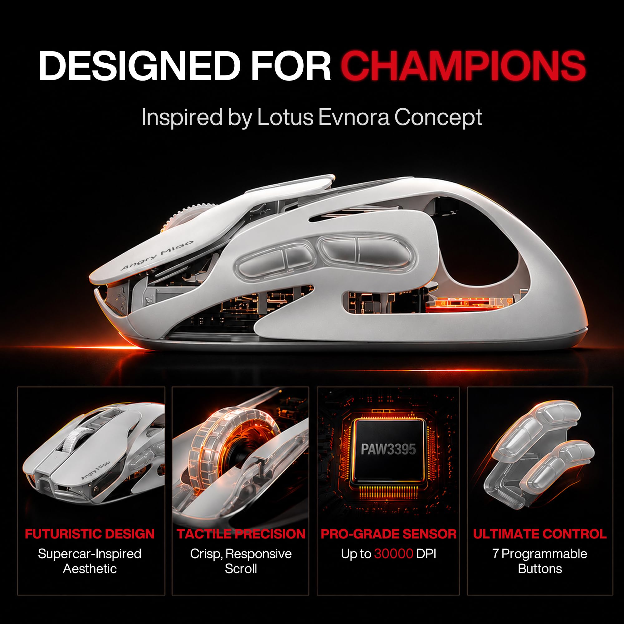 Amazon.com: Angry miao AM Infinity Wireless Gaming Mouse, 49g