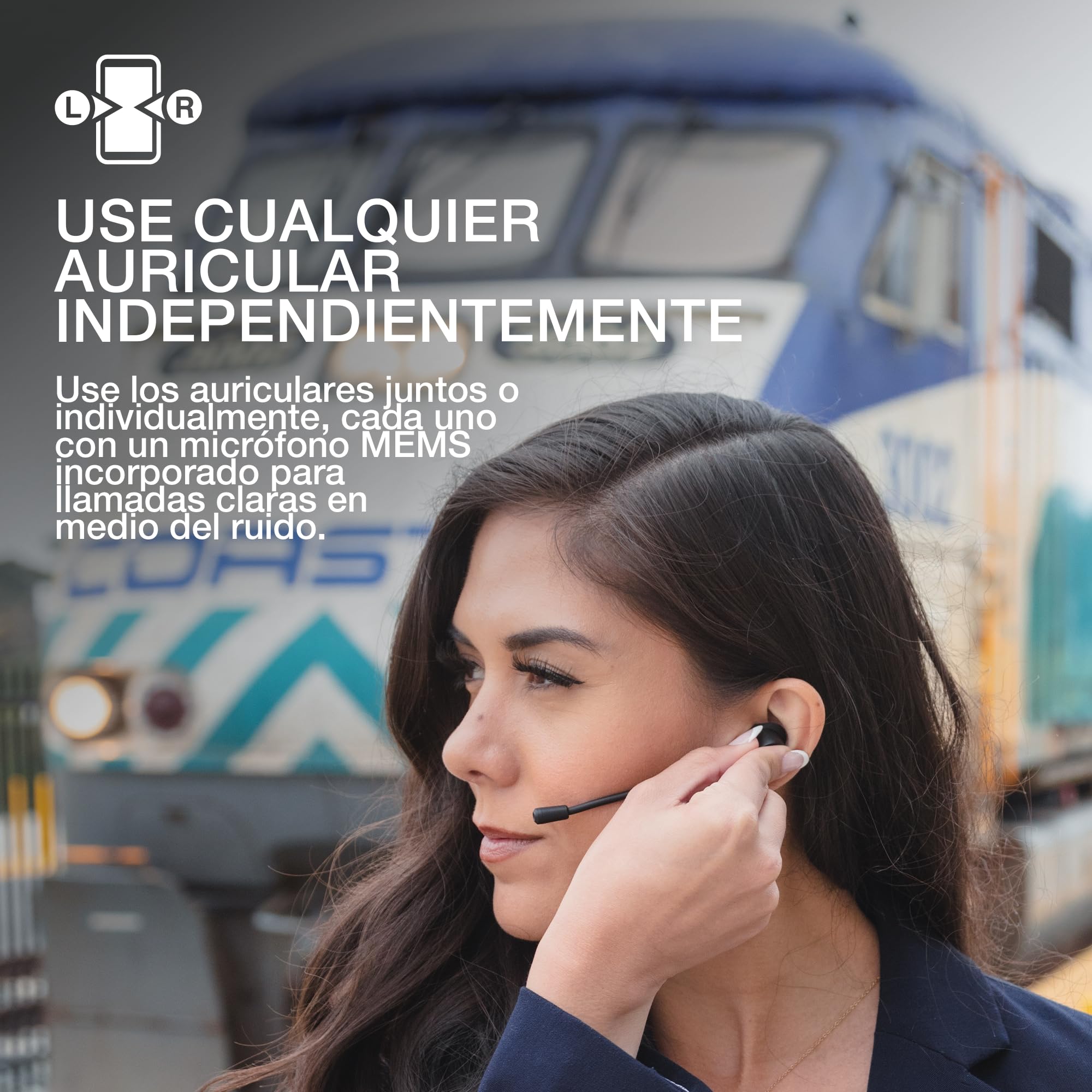 JLab Work Buds Auriculares Inalámbricos Bluetooth con Micrófono - 55h | Wireless Earbuds con Caja de Carga, Inalámbrico, Auriculares Oficina Teleoperador