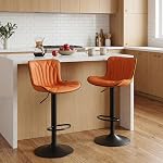 YOUNUOKE Bar Stools Set of 2, Swivel Counter Height BarStools with Mid Back, Adjustable Faux Leather Modern Tall Bar Chairs for Kitchen Island, Yellow