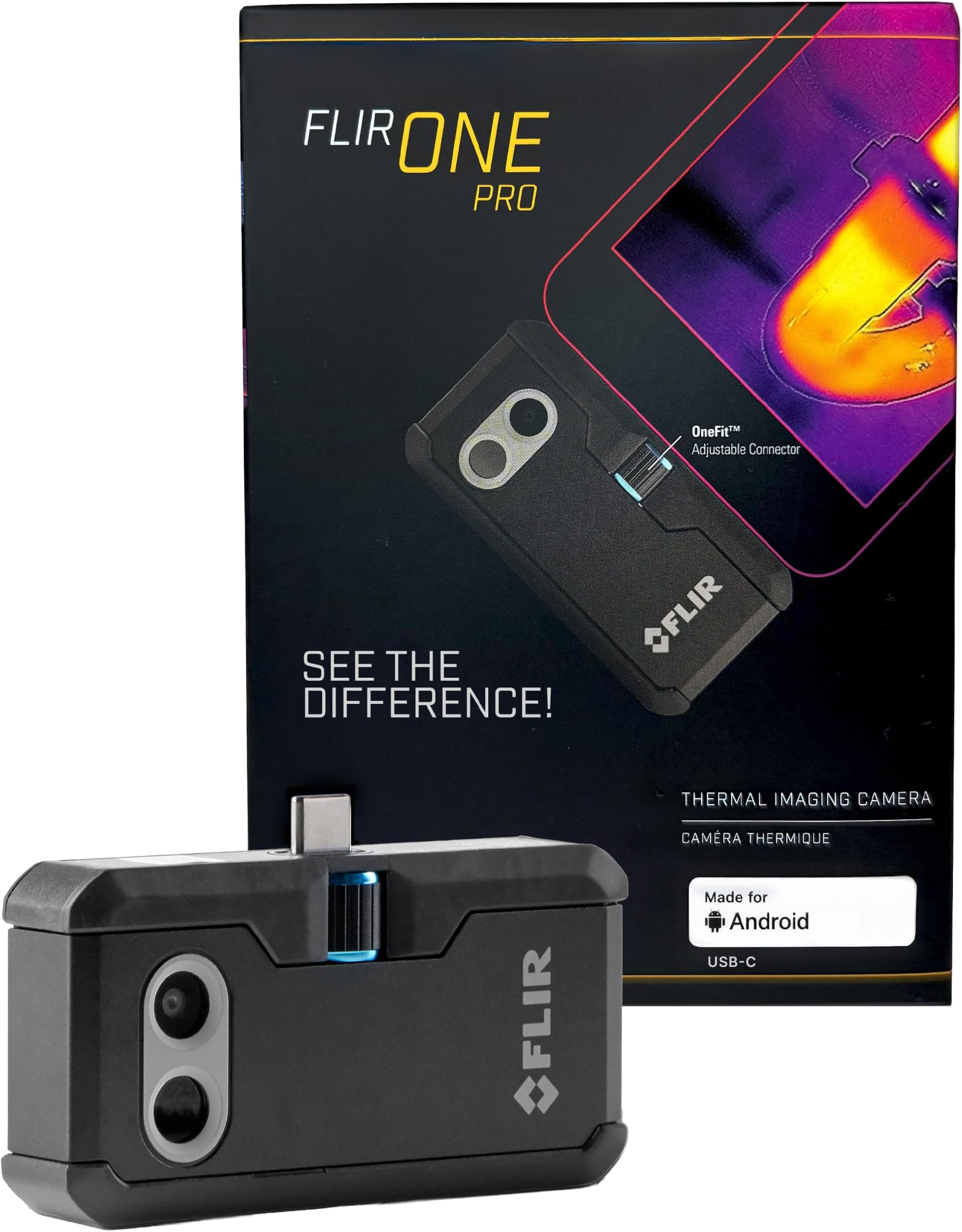 One Pro - Thermal Imaging Camera for Android Smartphones (USB-C), 480x360 Super Resolution (160x120 Native IR) | Samsung/Pixel USB-C, 160x120 native IR, MSX, VividIR, jobsite tough, case, USB cable