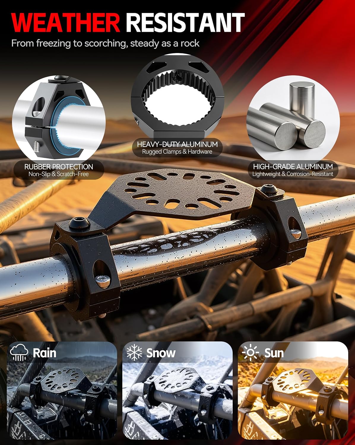ZHILXN Upgraded UTV Gas Can Mount Aluminum - Heavy Duty Universal Gasoline Water Pack Fuel Container Bracket Fit 1’’ to 2’’ Roll Bar, ATV Gas Can Holder Compatible with Wrangler Polaris RZR Ranger SXS