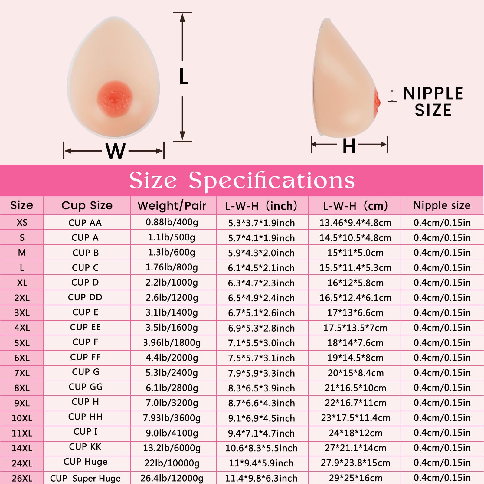 Vollence C Cup Paio di Protesi da Seno in Silicone Tette Finte da Crossdresser per Uomini e Donne Protesi da Mastectomia Inserti da Reggiseno