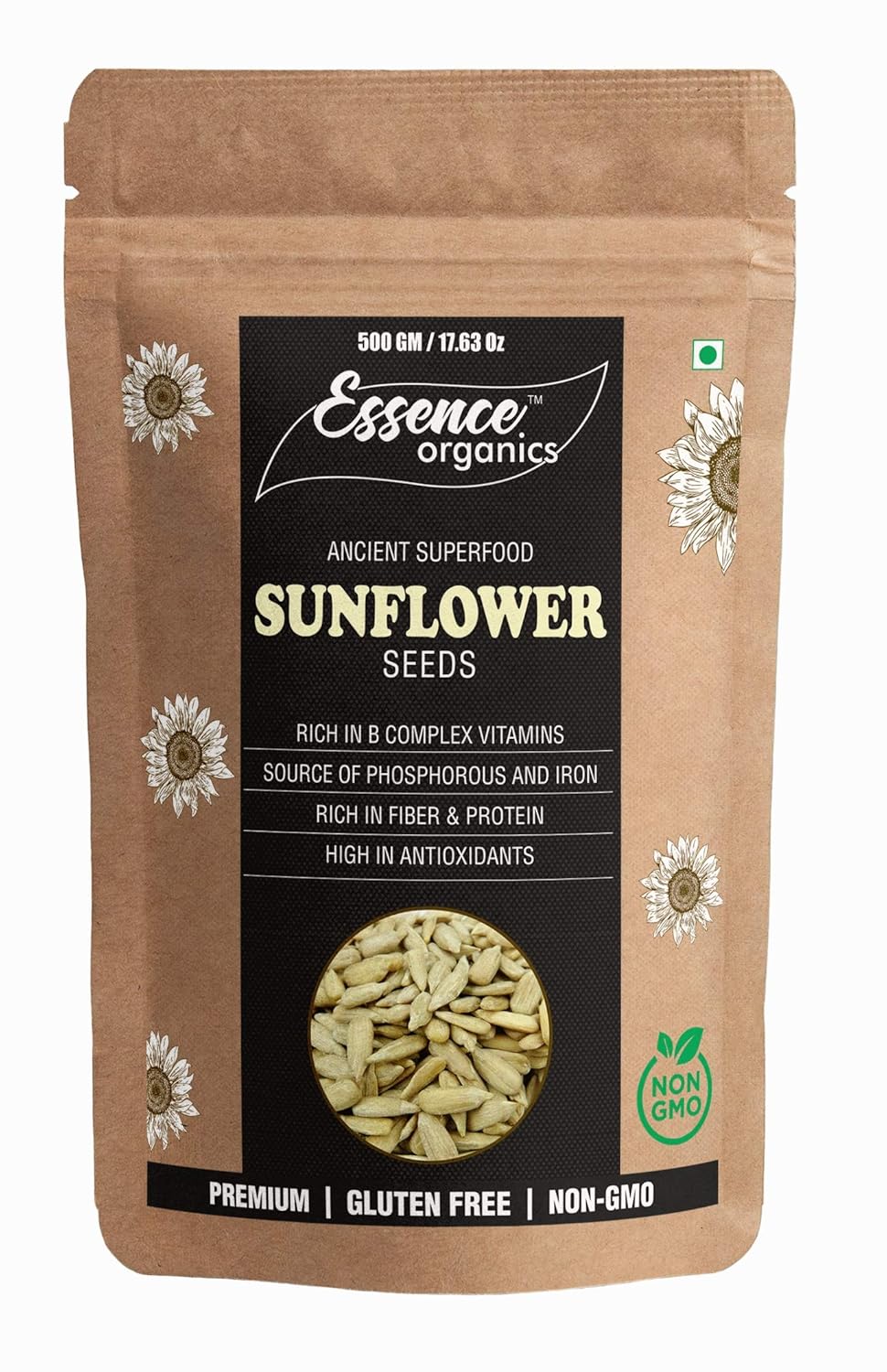 Essence Organics Sunflower Seeds (300 Grams) Gluten Free Imported