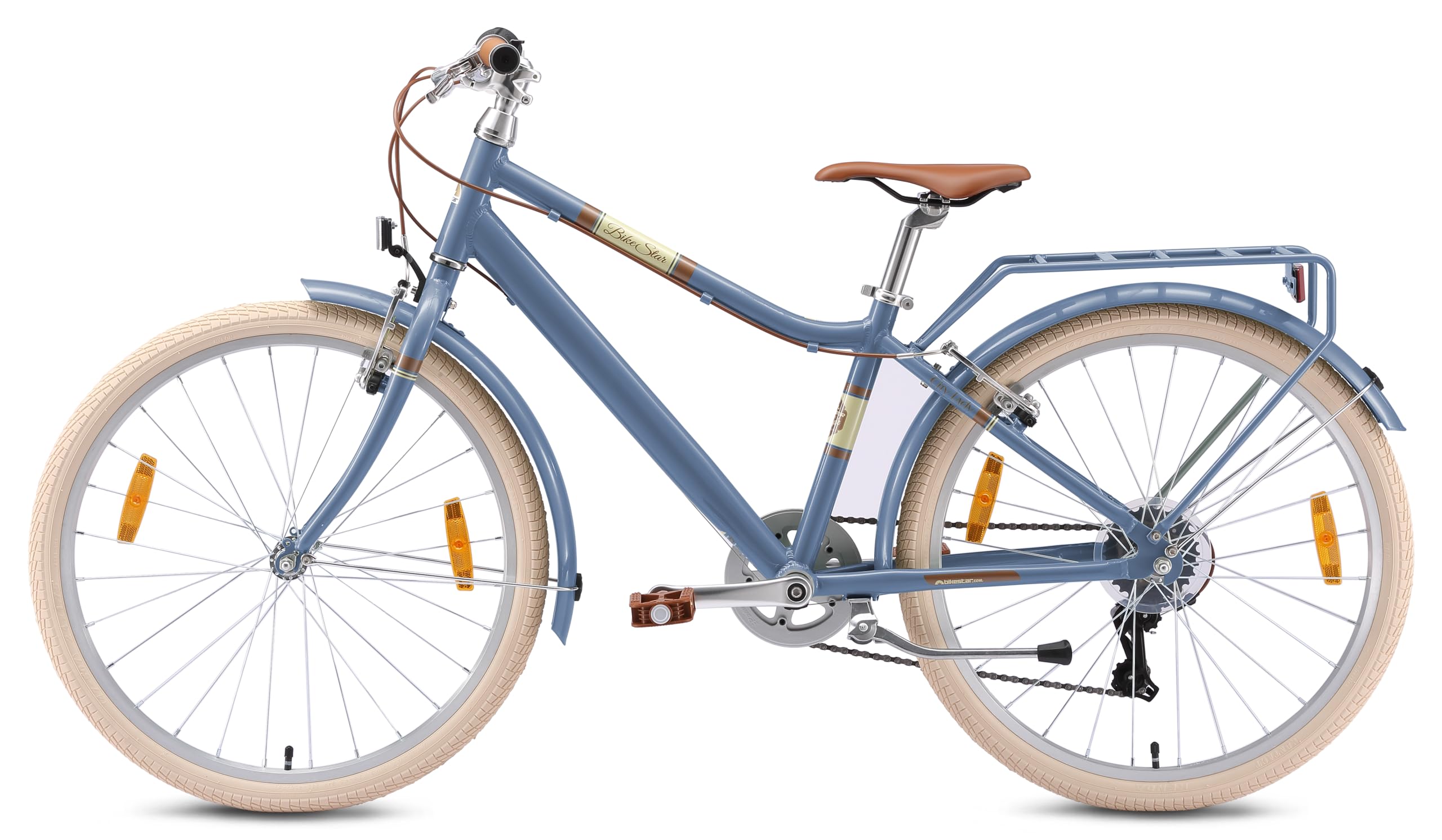 BIKESTAR Alu Kinderfahrrad ab 9-10 Jahre | 24 Zoll City Bike, 7 Gänge, V-Bremse | Risikofrei Testen