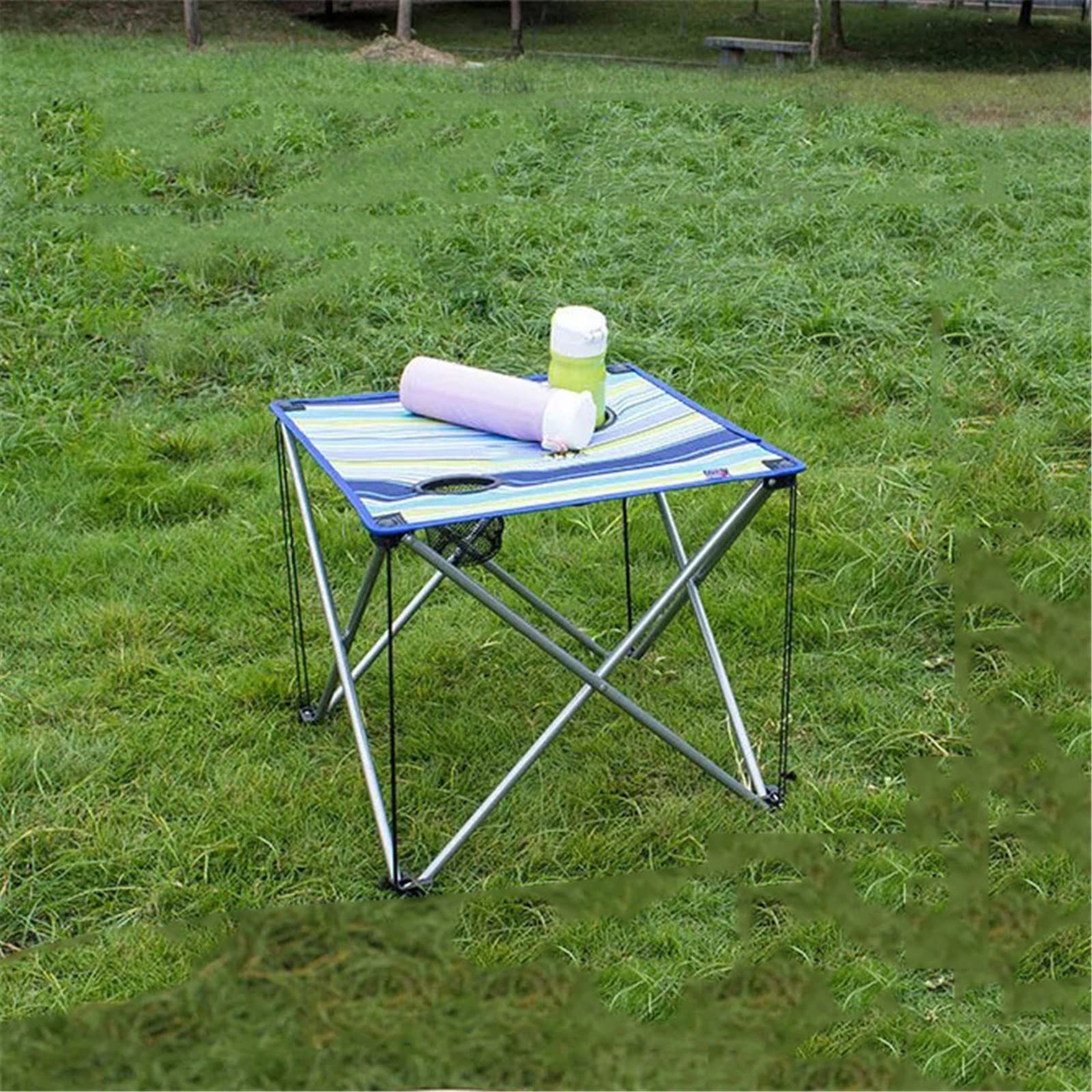 Table De Camping Pliante Avec 2 Tabourets – Légère, Portable, Porte-gobelets, Sac De Transport, Idéale Pique-nique Plage - 6