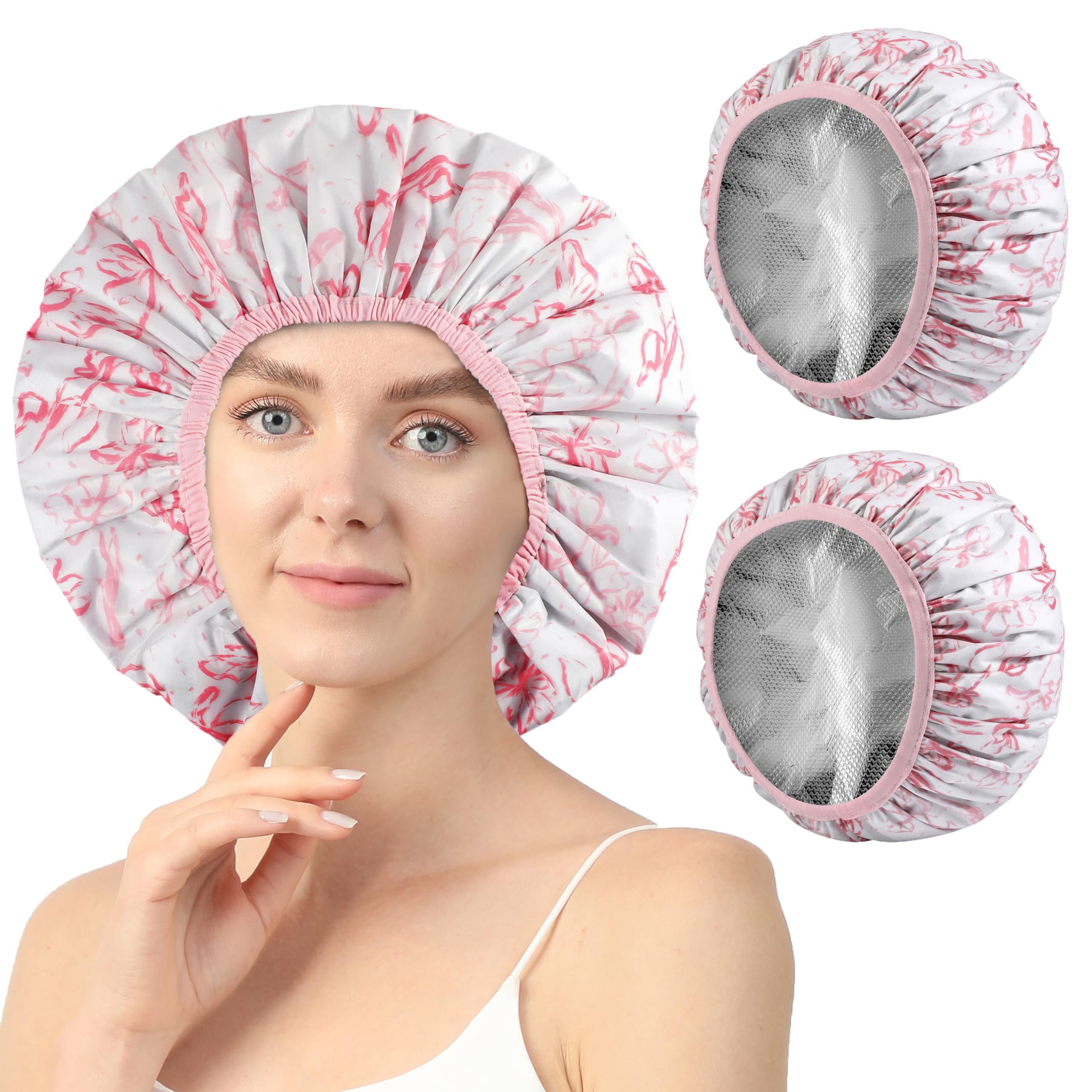 Pieces Double Layer Heat Cap，Deep Conditioning Cap,Hair Cap For Oil  Treatment For Home And Salon Use,Hair Dyeing And Hot Oil Treatment Tools  (Pink