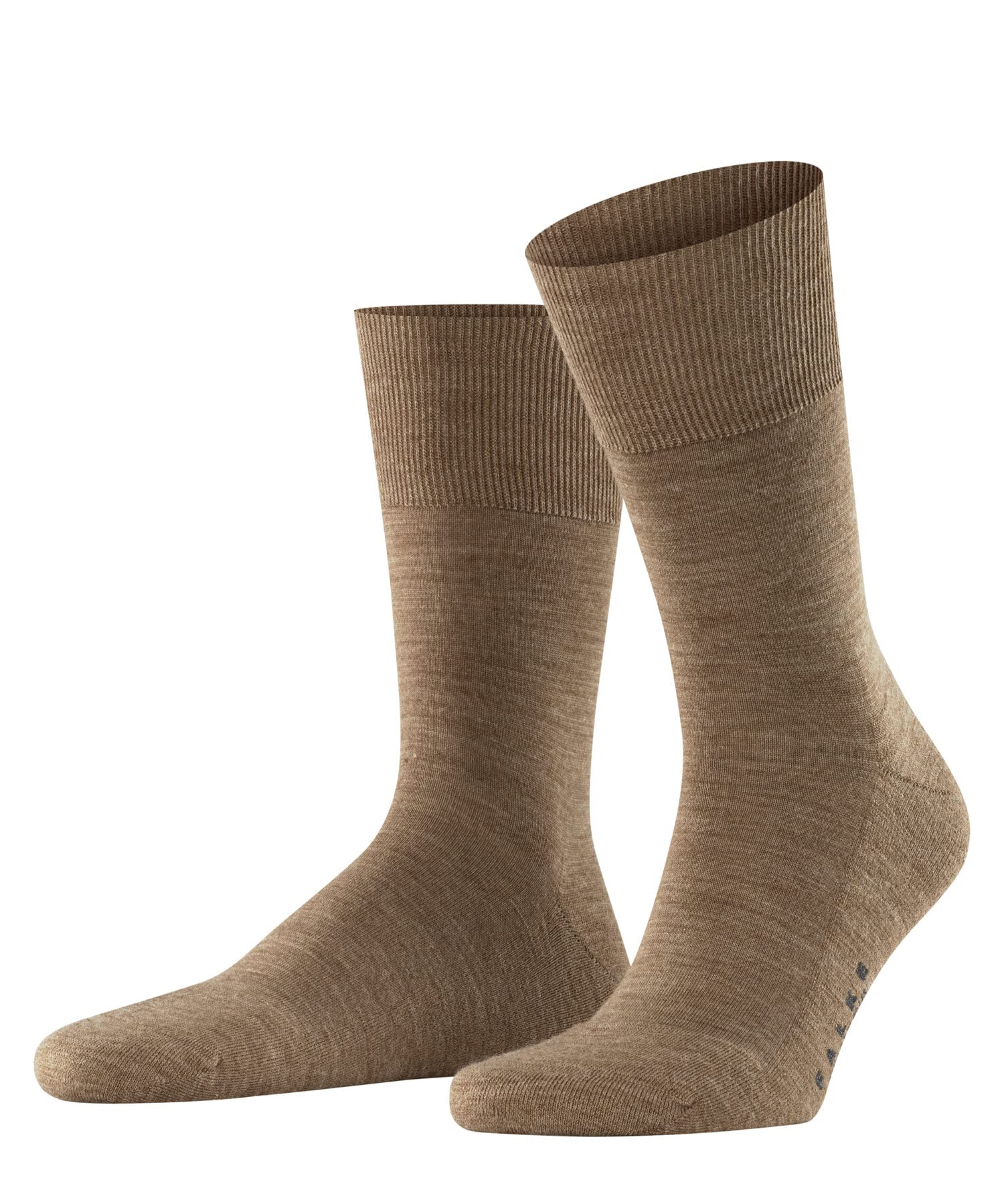 FALKE Herren Socken Airport Plus M So Wolle Baumwolle einfarbig 1 Paar, Braun Nutmeg Melange 5410, 43-44