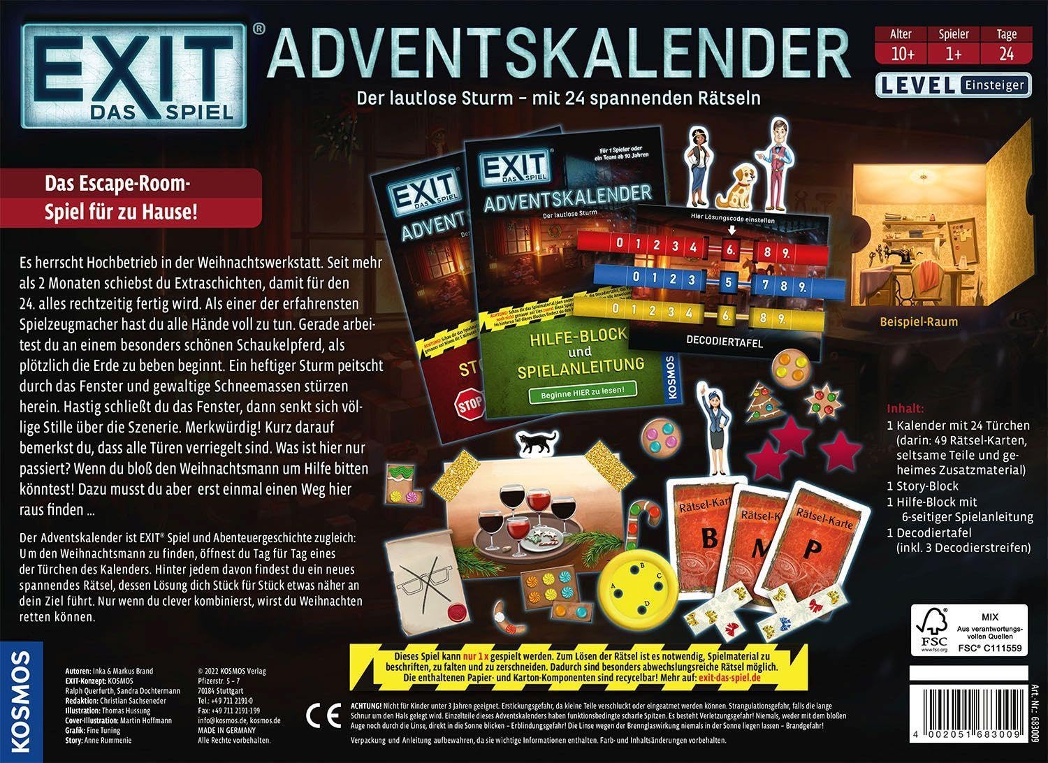 Besuche den Kosmos- KOSMOS 683009 EXIT - Das Spiel Adventskalender, Der lautlose Sturm, mit 24 spannenden Rätseln ab 10 Jahren, Escape Room Spiel vor Weihnachten, für Kinder, Jugendliche und Erwachsene in use