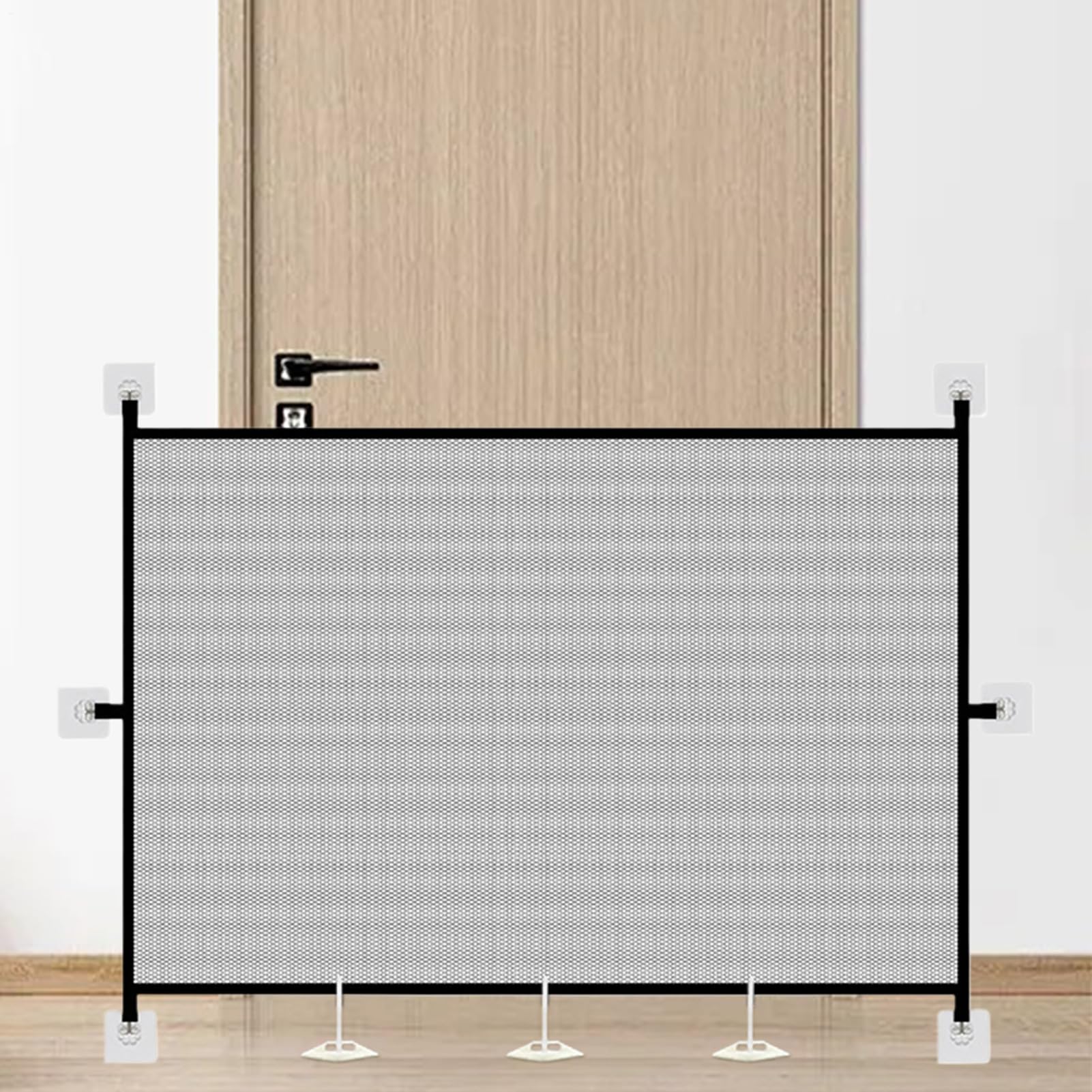 Cat Door, Pet Cat Gate Indoor, 43.31x28.35x0.79 Inches Lightweight Folding Barrier, Safety Fence for Kids Kitten Bunny Hallway Bedroom Porch Living Room Use, Gray