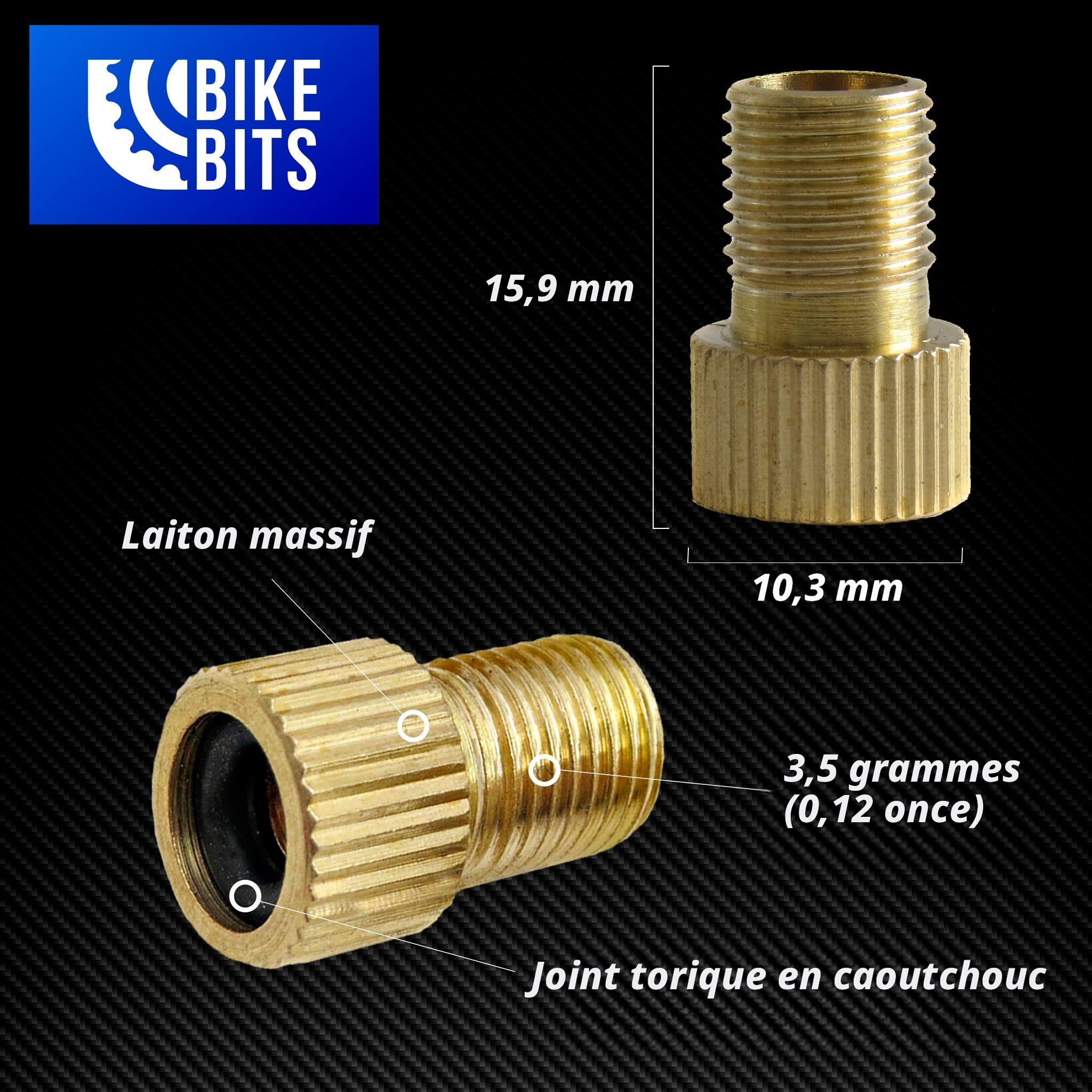 Lot 4 Adaptateurs Valve Presta Laiton Pour Vélo - Pneus - 9,6g