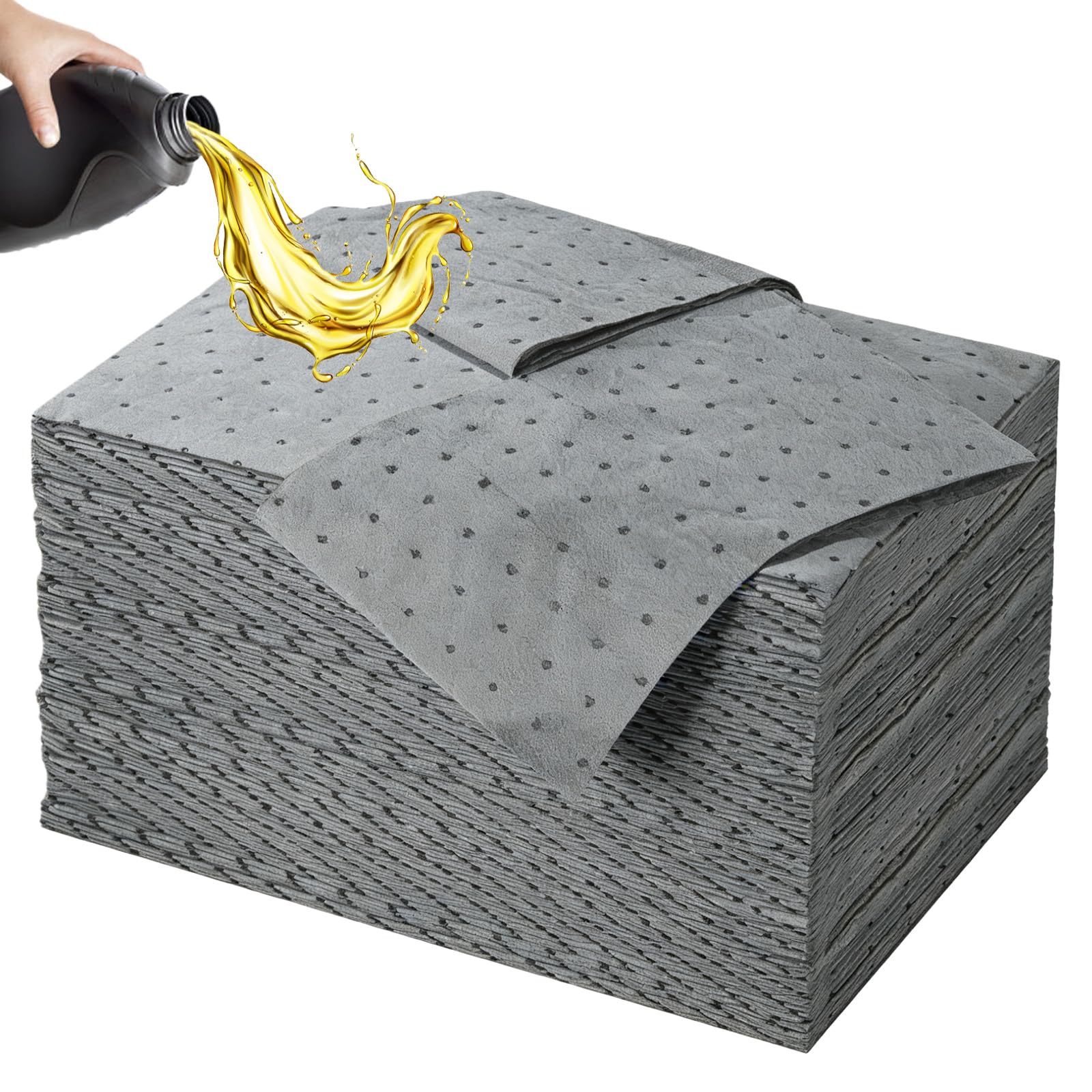 50 panni per olio universali, 25 x 33 cm, tappetini assorbenti olio, tappetino per officina, per garage, cantina, cucina, casa (grigio)