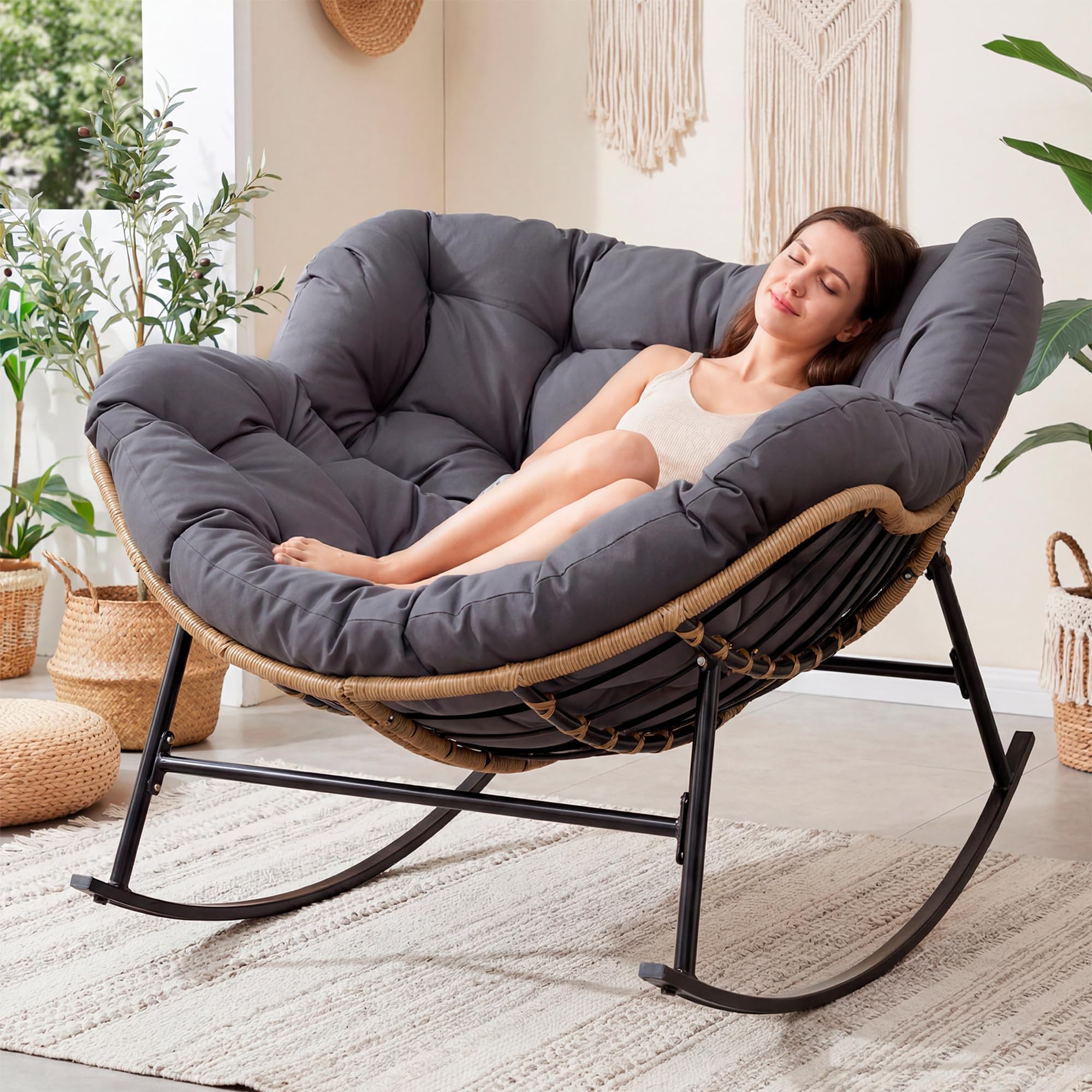 Amazon.com : NICESOUL Royal Rocking Papasan Chair Indoor Outdoor