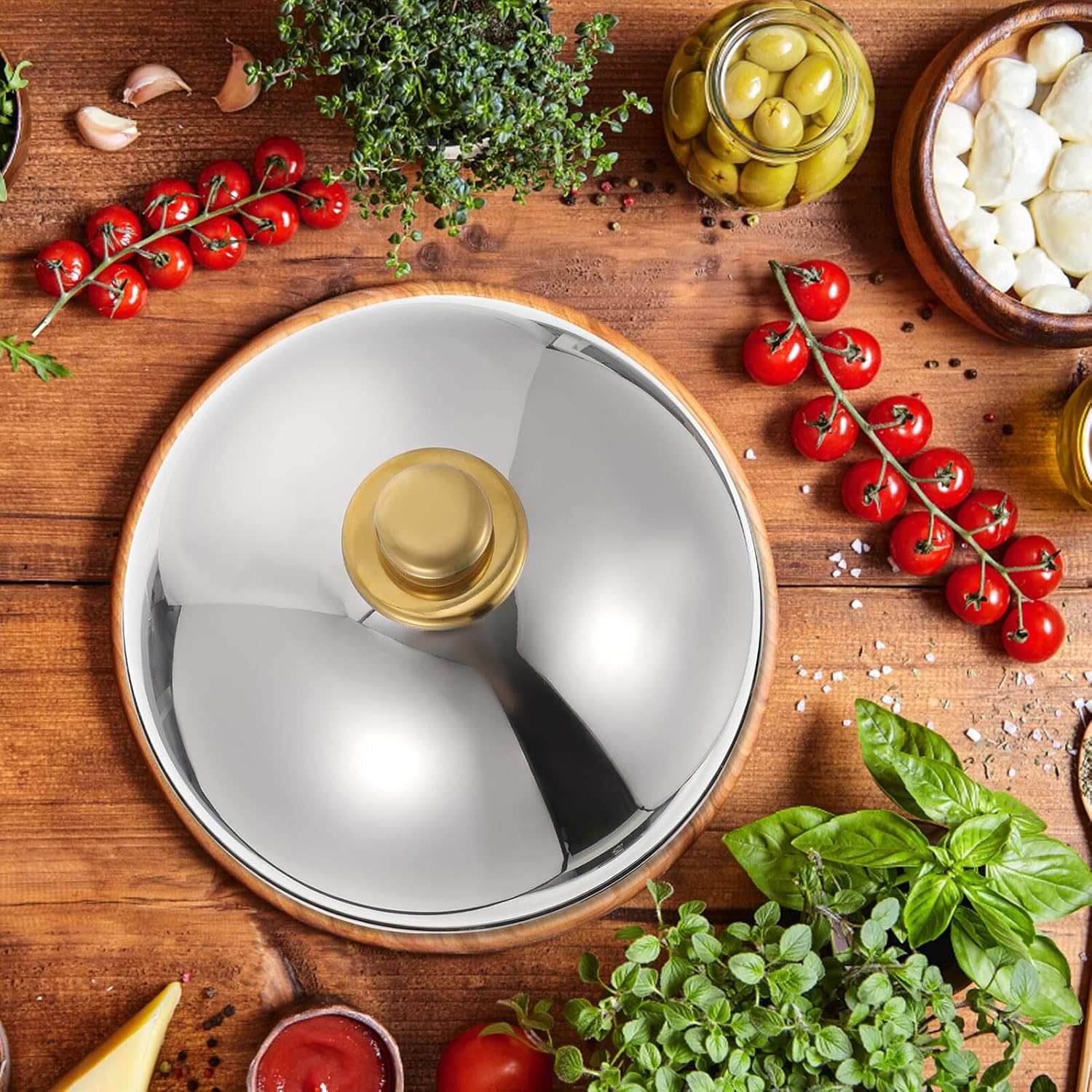 Stainless Steel Dome Food Cover 12.5 Inch Kitchen Food Protector Heat Resistant Lid and Dish Warming in Home and Restaurant Use