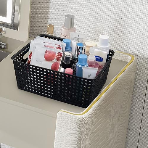 Miniatura 4 de Asking Paquete de 4 cestas de almacenamiento de tejido de plástico, color negro