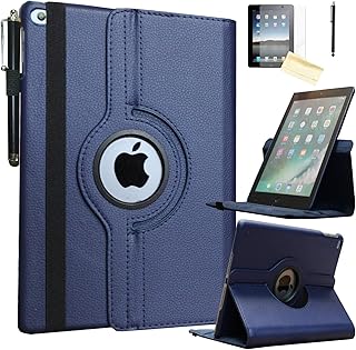 Smart Case for iPad 5th / 6th Generation with Pencil Holder, Rotating Stand Magnetic Auto Wake Up/Sleep Cover for 2017/2018 iPad 9.7 Model A1893 A1954 A1822 A1823 (Navy Blue)
