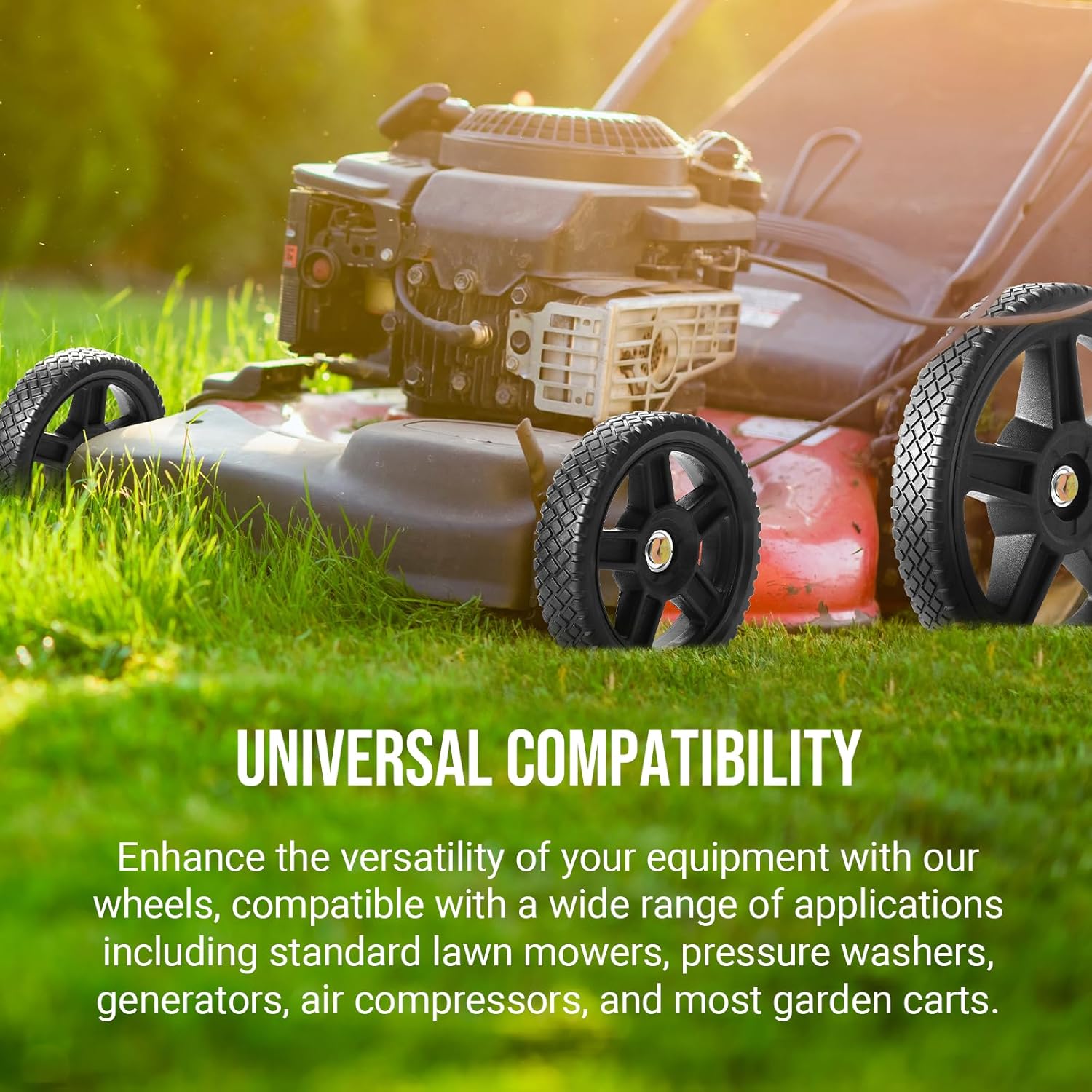 AR-PRO (2-Pack) Replacement 10" Push Lawn Mower Wheels with 1-3/4" Width Hub and 1/2" Bearings, Fit for Standard Lawn Mowers, Pressure Washers, Generators and More