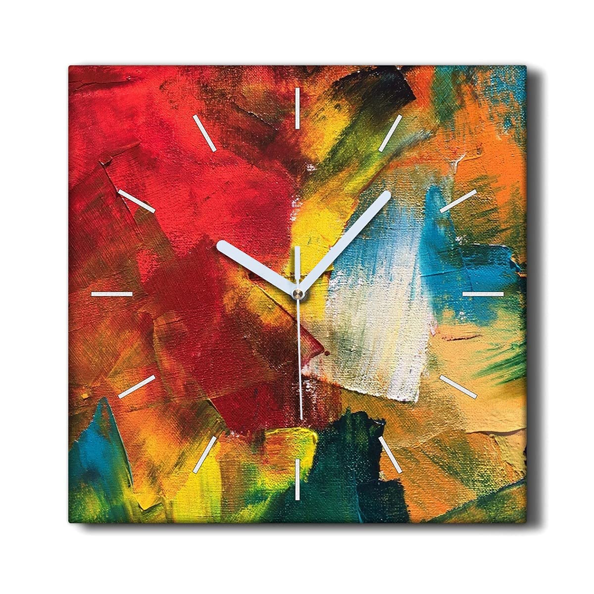 Horloge sur toile 30x30cm silencieuse pour la déco de salon