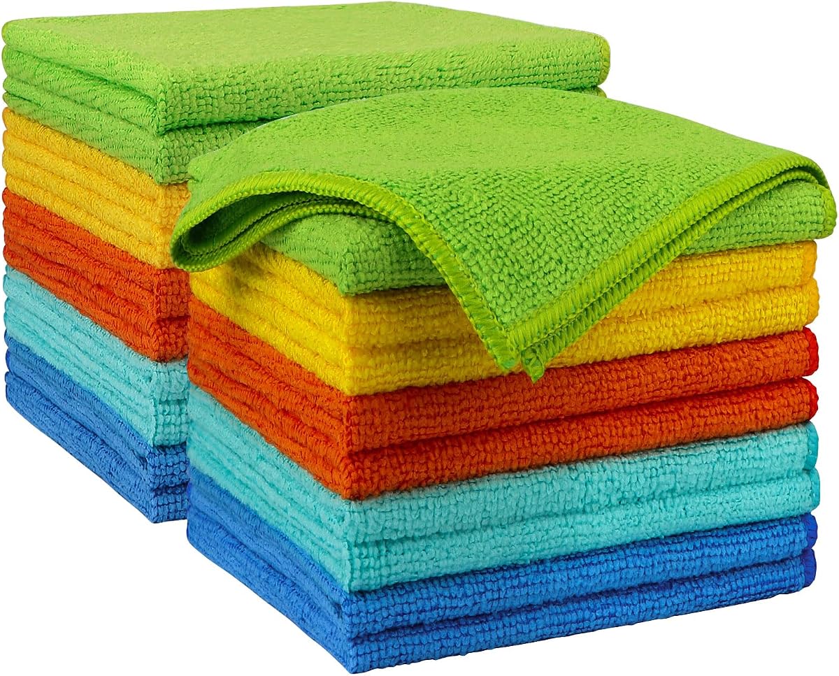 AIDEA Microfiber Cleaning Cloth 20PK, Microfiber Towels for Cars 12"×12" | Cleaning Rags, Car Wipes, Dusting Cloth, Cleaning Towels for SUVs, House, Kitchen, Window, Workshops, Cleaning Supplies