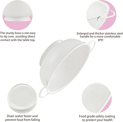 Miniatura 5 de Colador de acero inoxidable de 3 piezas, cesta coladora de metal con base sólida y asas para alimentos de cocina, pasta, fideos, verduras y frutas,