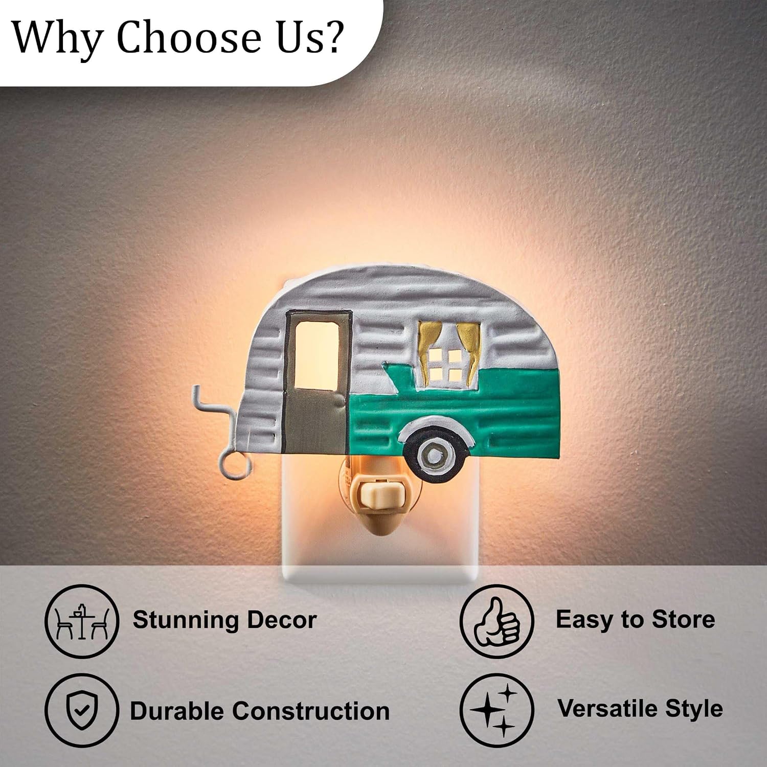 Park Designs Camper Night Light, Multicolor Trailer Nightlight, Bright Light for Dark Areas