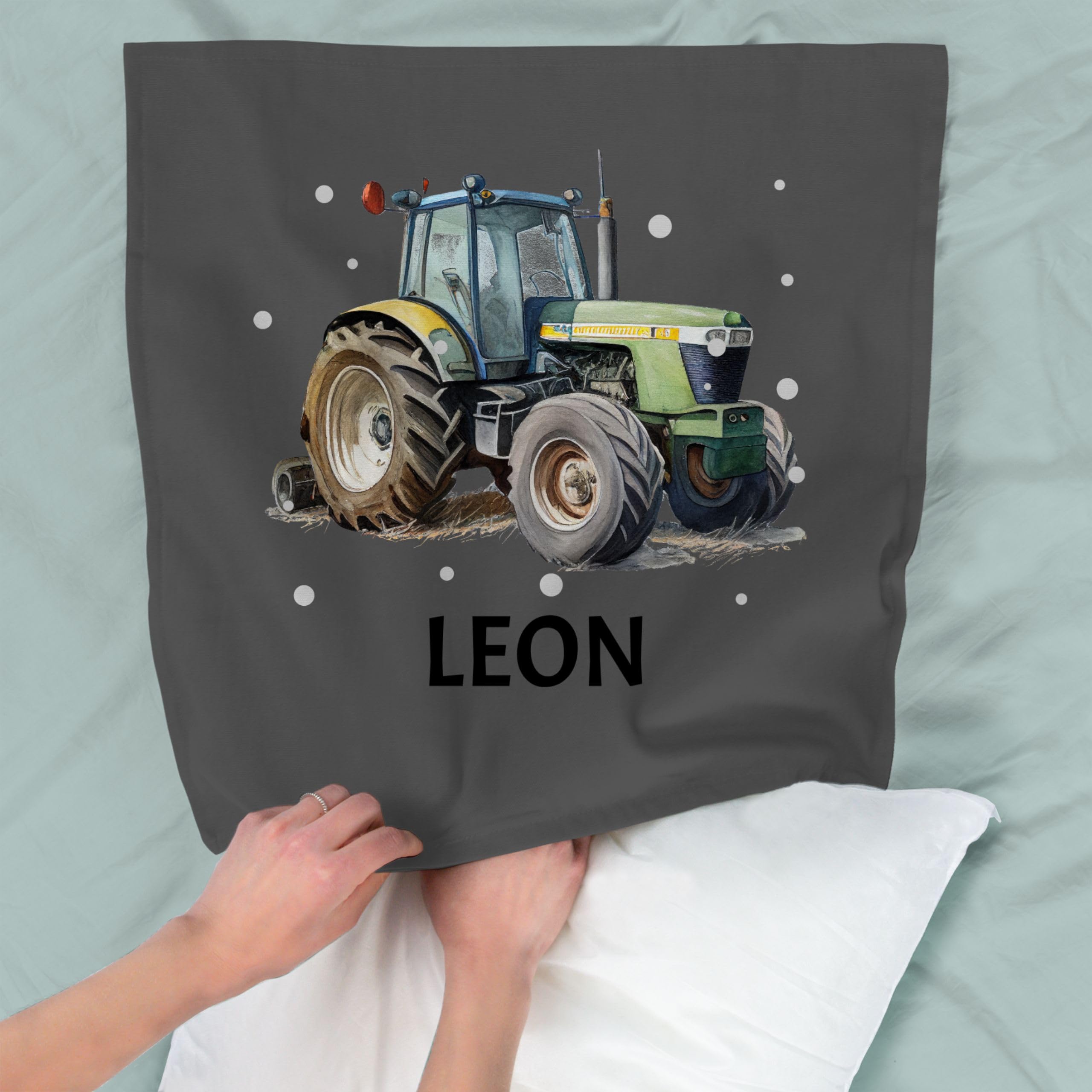 Kissenbezug 50x50 Cm Mit Initiale & Name – Personalisierbar, Aus Baumwolle, Mit Reißverschluss, Geschenkidee