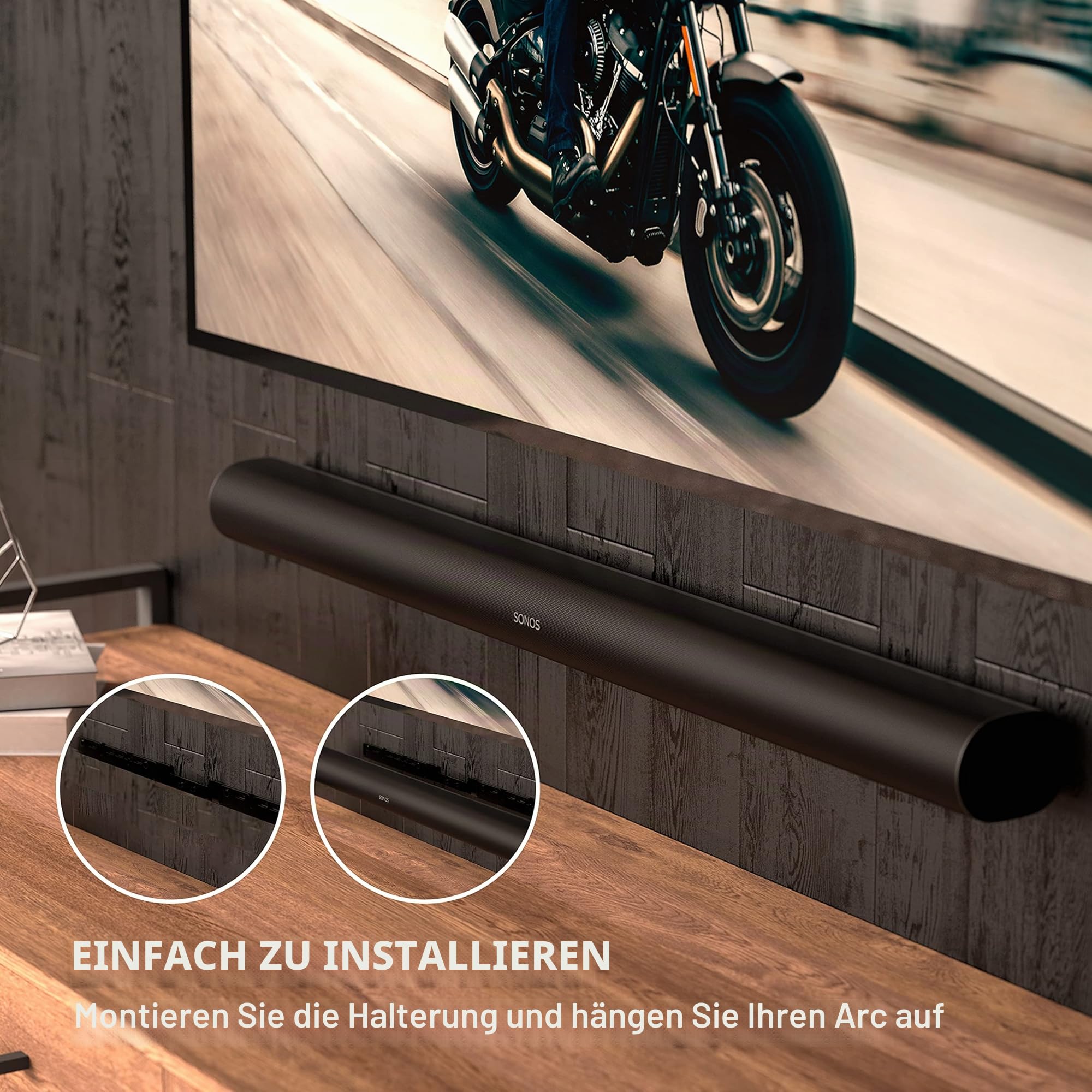 HumanCentric Wandhalterung kompatibel mit Sonos Arc Soundbar (Schwarz)