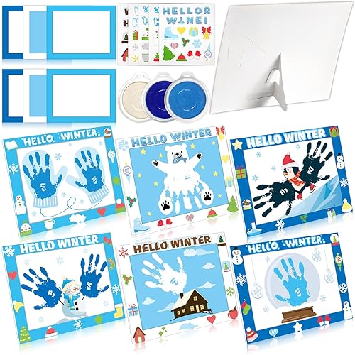 Lonfliness 24 Sets Winter Handprint Crafts DIY Christmas Hand Keepsake