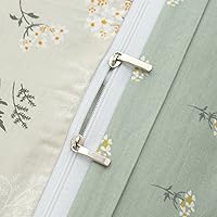 Vista 7 de Funda de edredón, 100 % algodón, juego de ropa de cama de 3 piezas con diseño floral para niñas, reversible, elegante, estampado estilo jardín