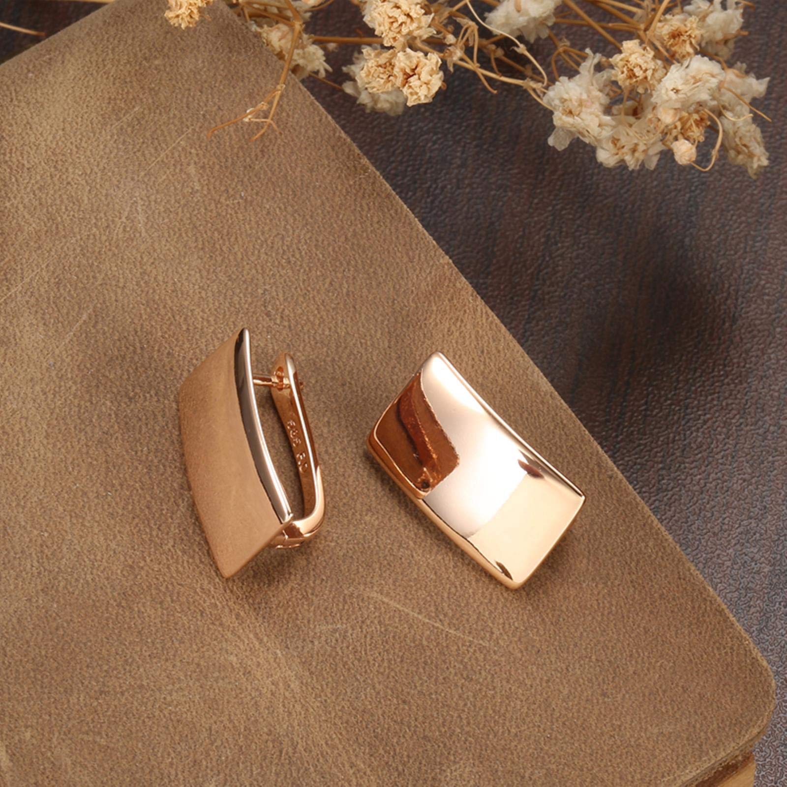 Orecchini Quadrati Donna In Oro Rosa Con Zirconi Cubici – Ipoallergenici, Argento 925 Placcato Oro 18k – Eleganti Per Cene E Appuntamenti