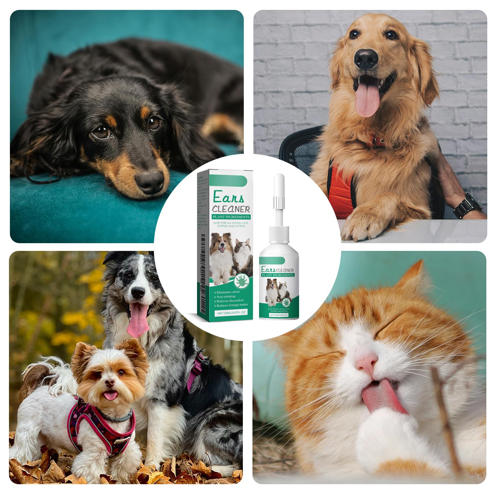 Haustier-Ohrentropfen für Katzen und Hunde, Ohrenreiniger Hund, Haustier Ohrmilben Reinigung und Schutz, Gegen schlechte Gerüche, Juckreiz,Wiederherstellen des Gehörkomforts für Haustiere, 20 ml