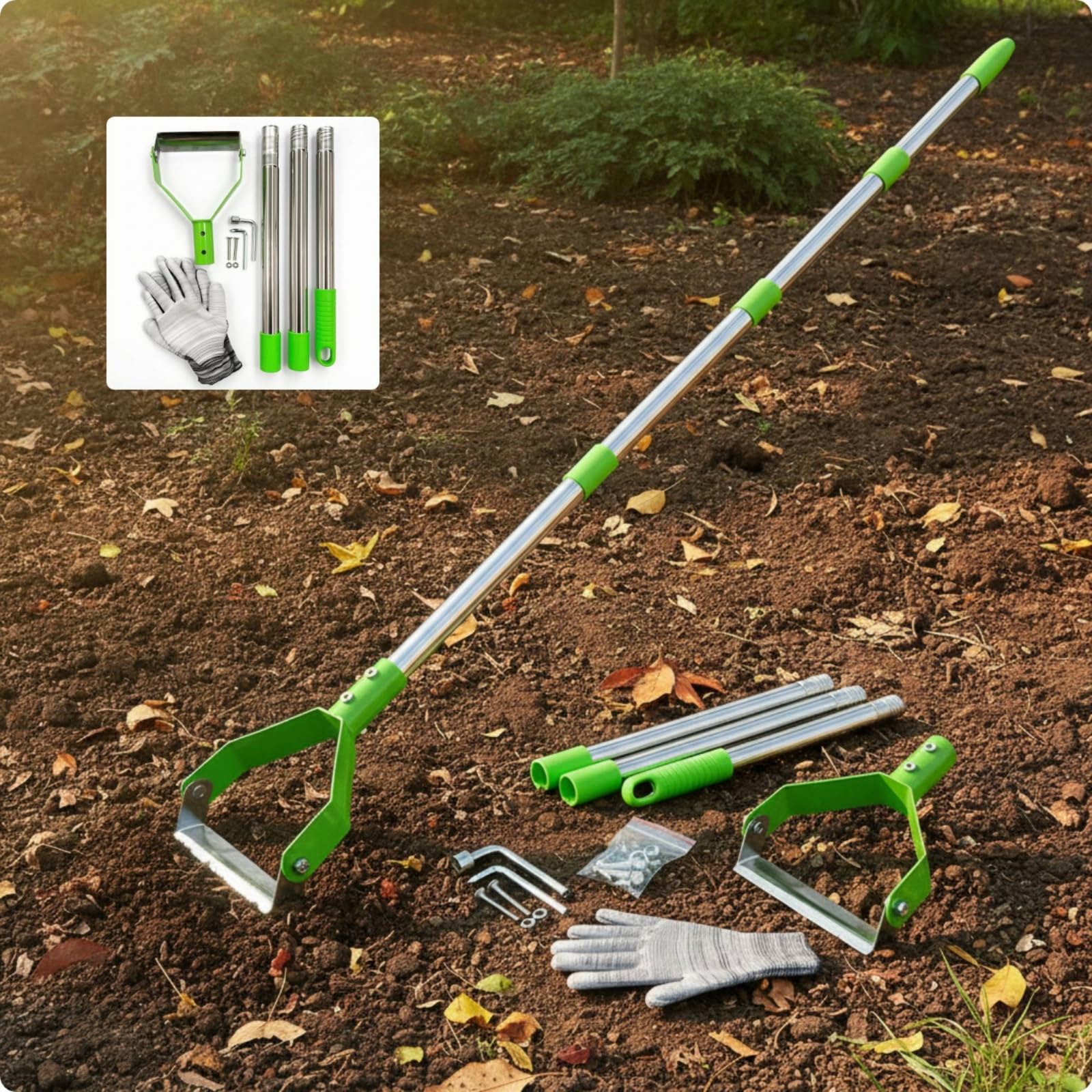 Implemento para Deshierbar Césped con Arco Herramienta Manual de Jardinería Escardillo de Corte Bajo Segador de Raíces Acero Robusto con