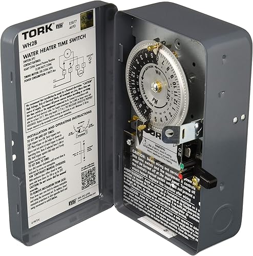 Miniatura 2 de Tork NSI WH2B - Interruptor mecánico de tiempo para calentador de agua, 24 horas, 208/250 V, 40 A, DPST, gris