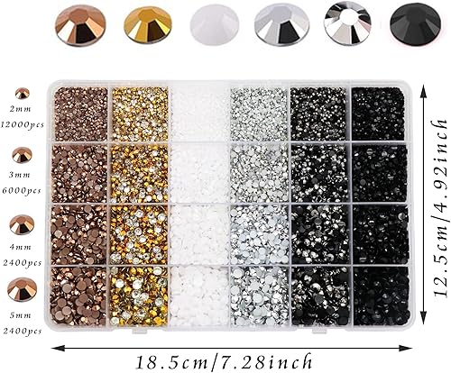 Vista 31 de 22800 diamantes de imitación arcoíris para manualidades, diseño de uñas, varios tamaños, diamantes de imitación con parte trasera plana, diamantes